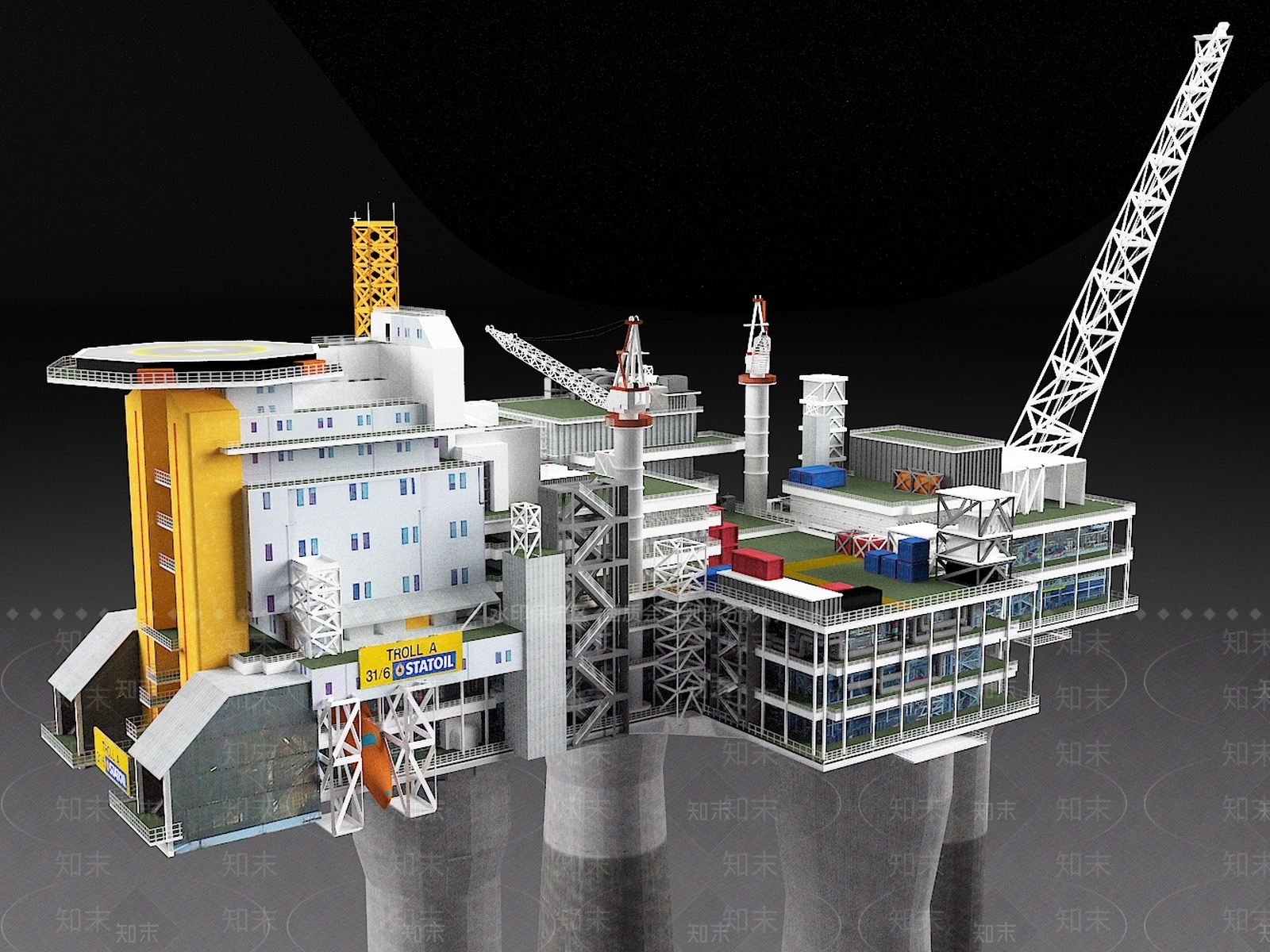 现代石油钻井平台3D模型下载【ID:1157392647】