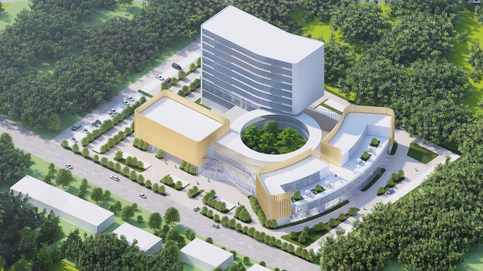 现代医院医疗建筑SU模型下载【ID:1157661475】