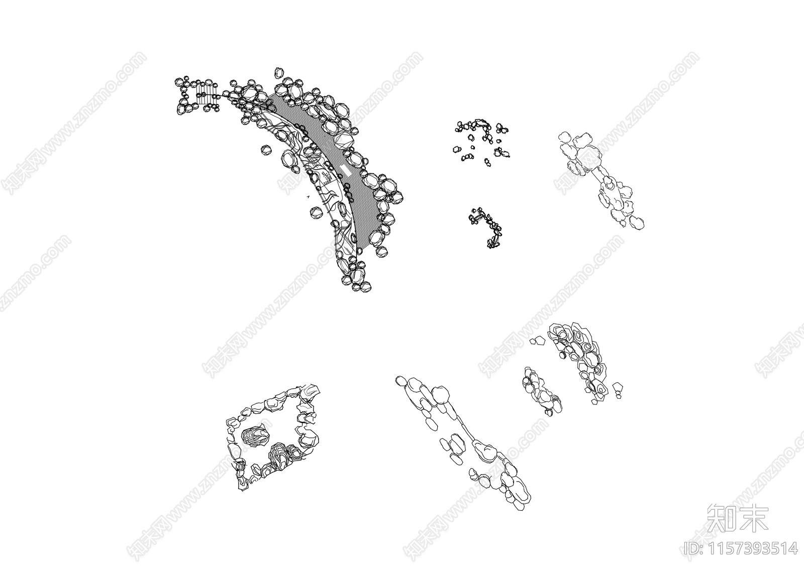 石头景观平面cad施工图下载【ID:1157393514】