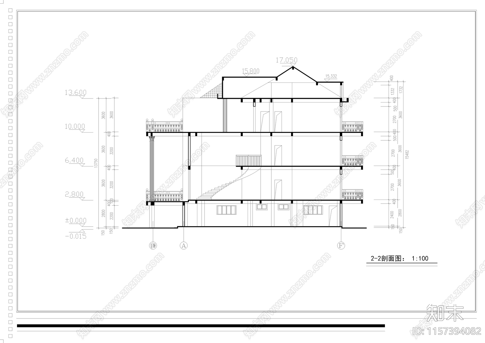 别墅建筑结构cad施工图下载【ID:1157394082】