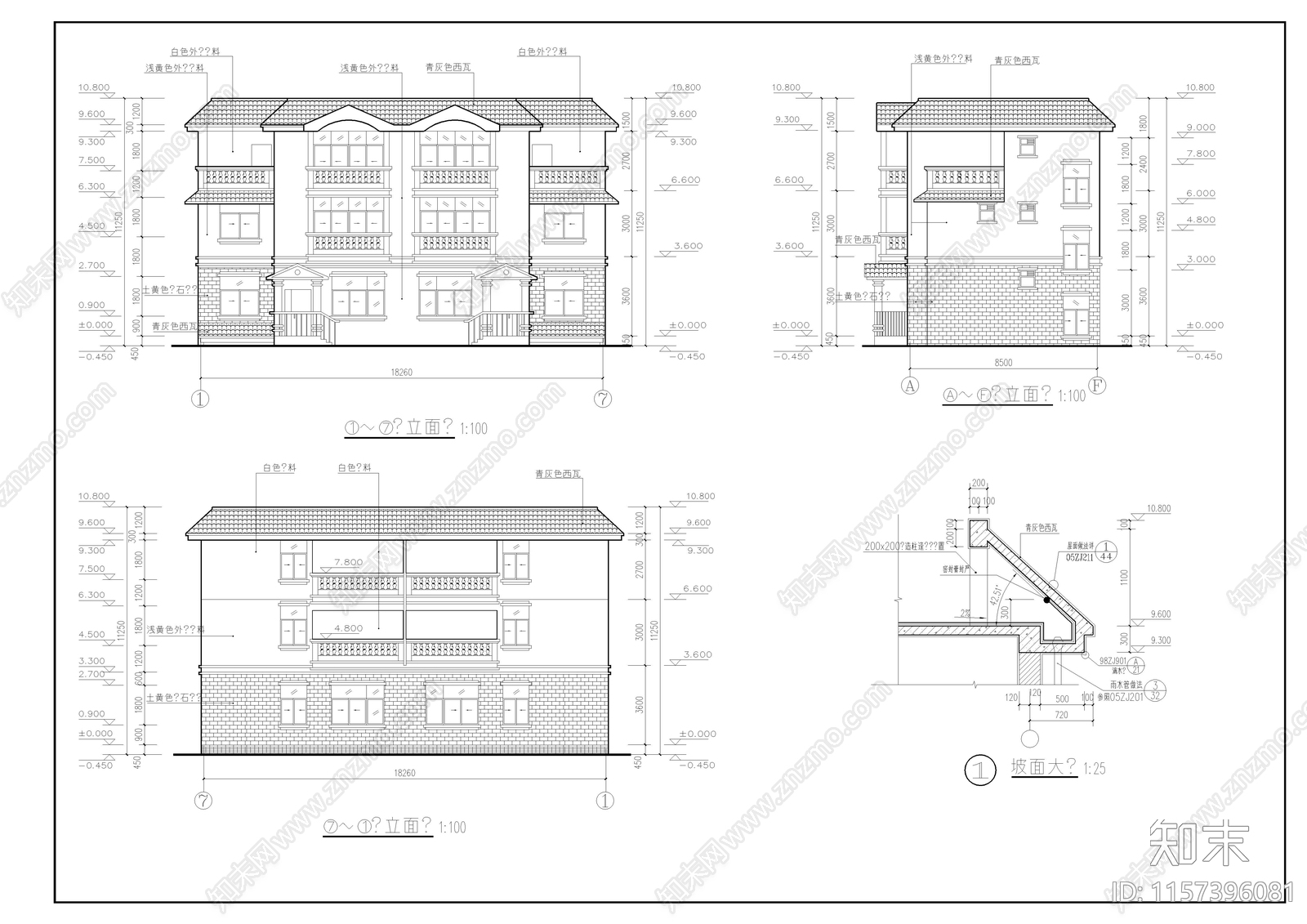 别墅建筑结构cad施工图下载【ID:1157396081】