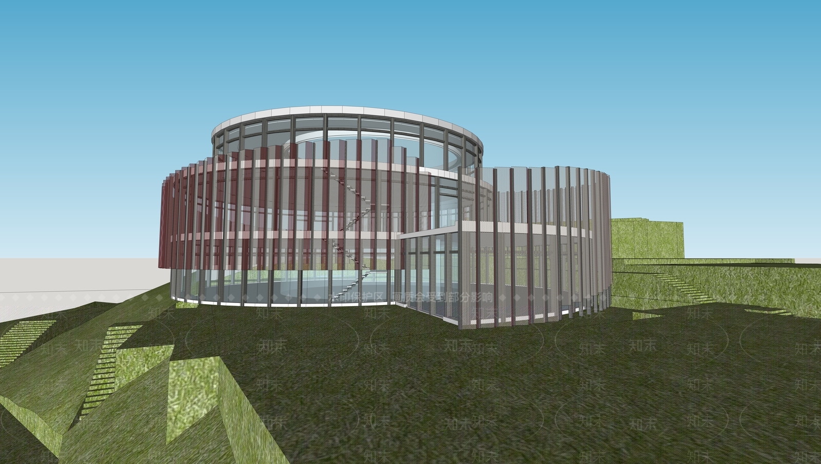 现代展览馆建筑SU模型下载【ID:1157399309】