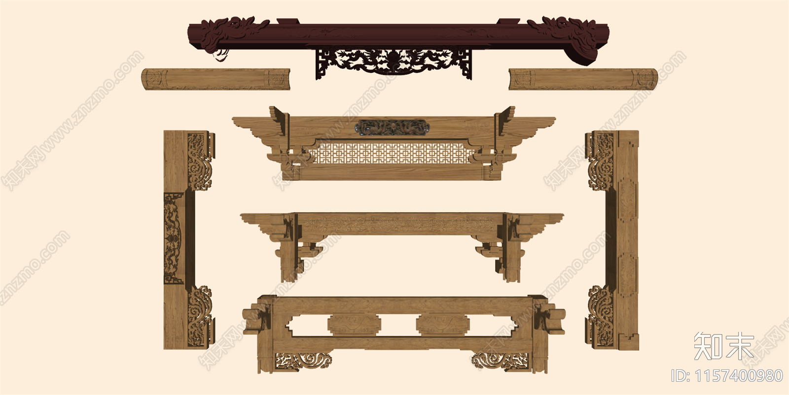 中式雕花横梁SU模型下载【ID:1157400980】