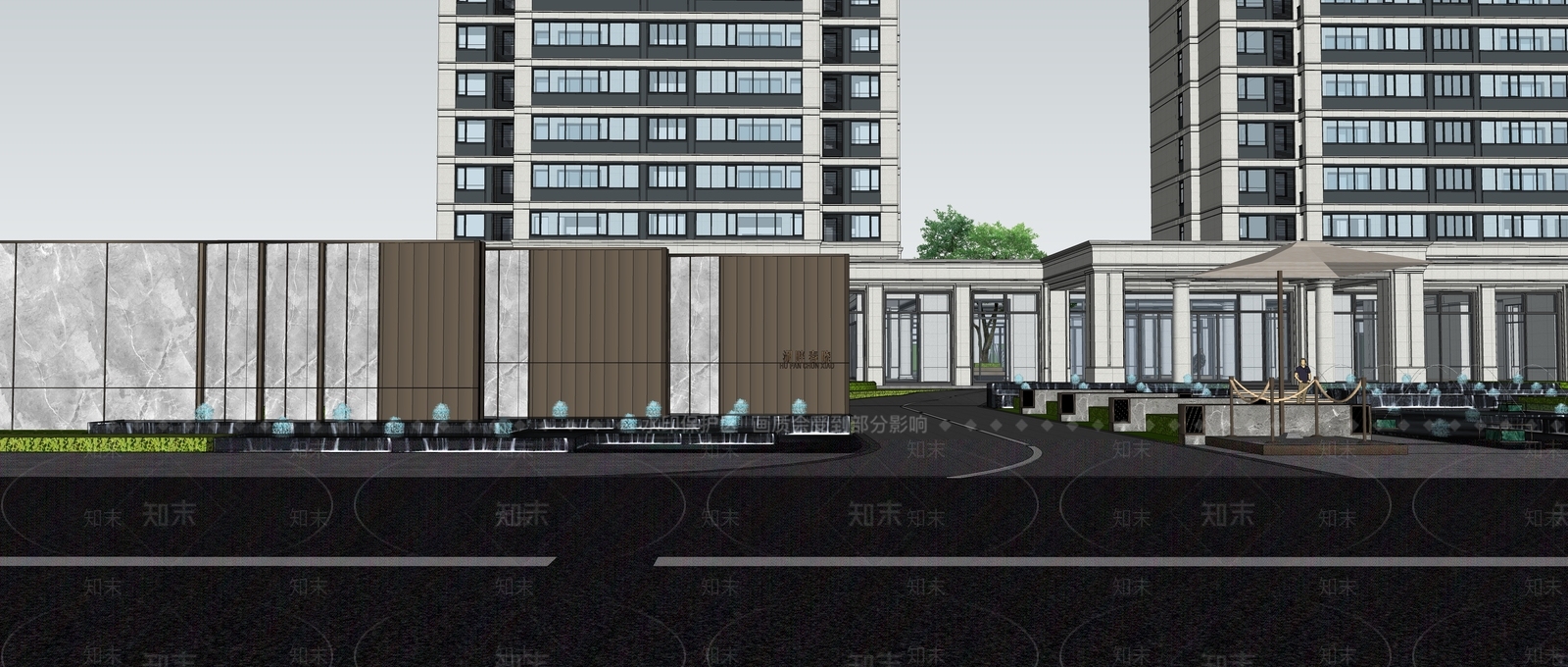 现代小区景观SU模型下载【ID:1157402390】