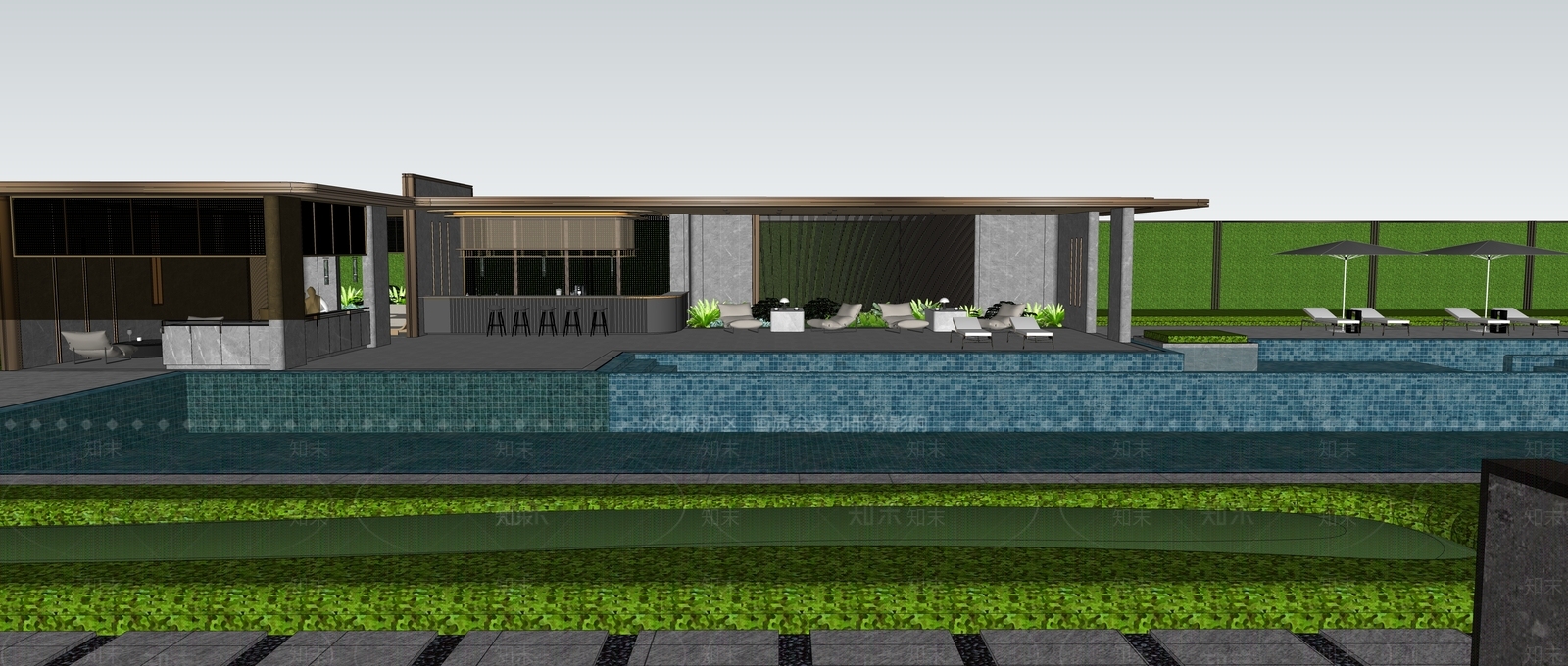 现代小区景观SU模型下载【ID:1157402390】