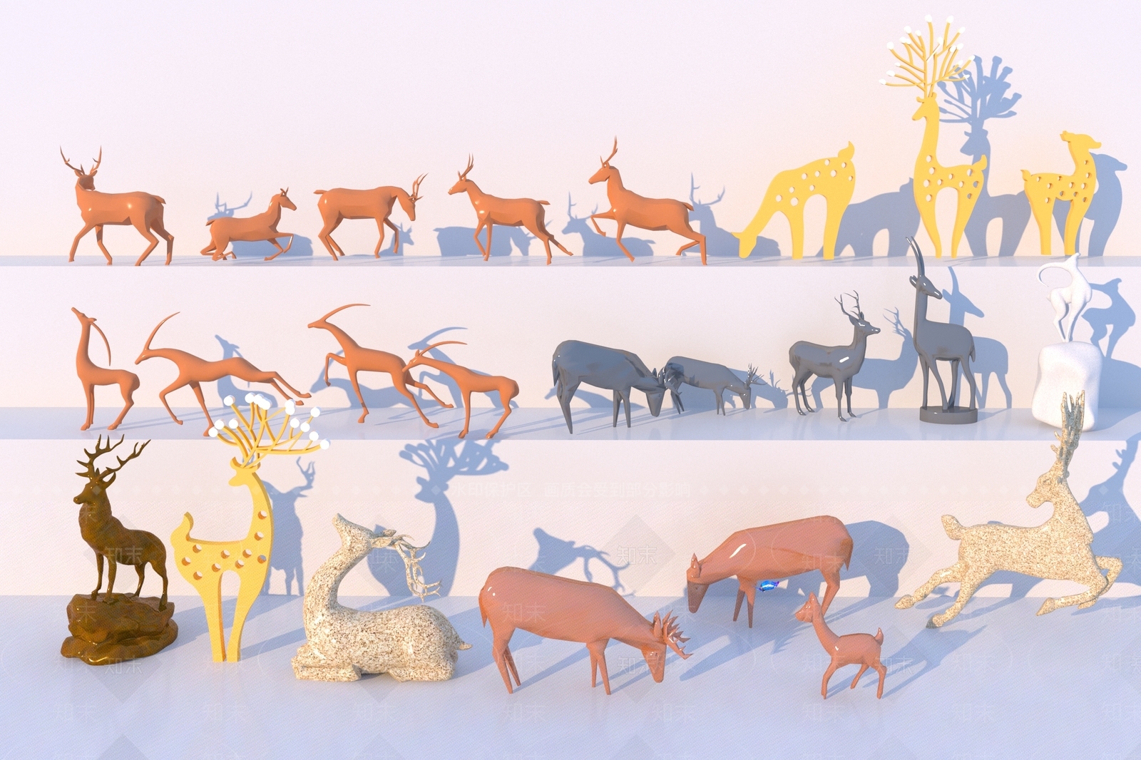 现代风格鹿3D模型下载【ID:1157405087】