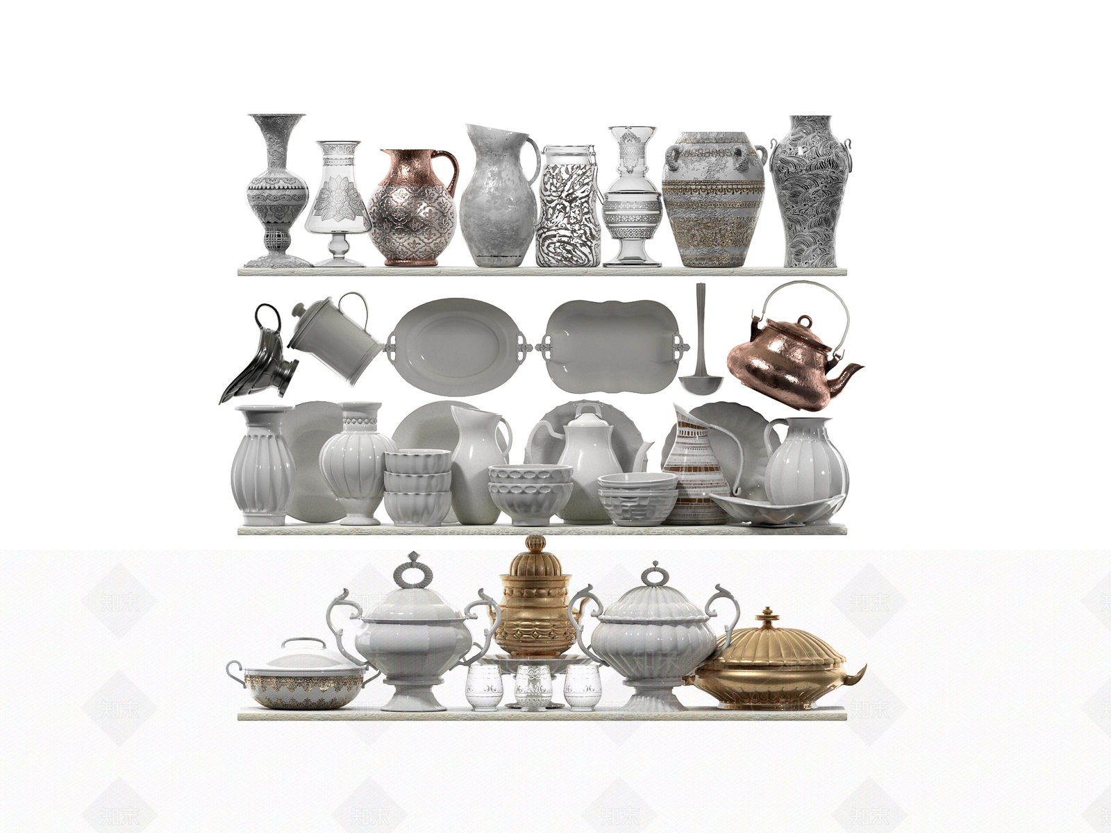 现代陶瓷瓶子罐子摆件组合SU模型下载【ID:1157406959】