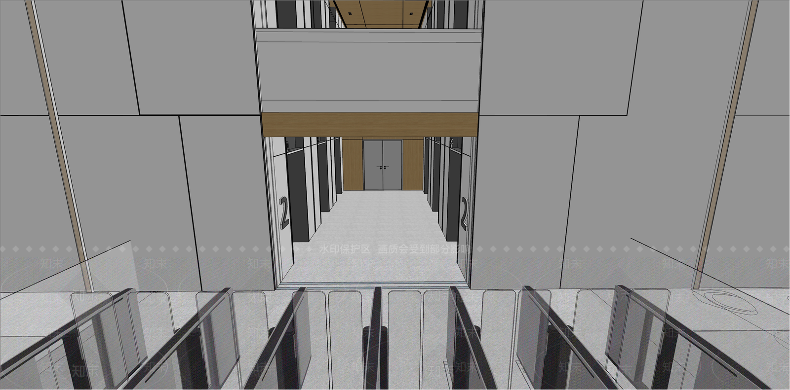 现代阿里巴巴办公楼中庭SU模型下载【ID:1157407129】