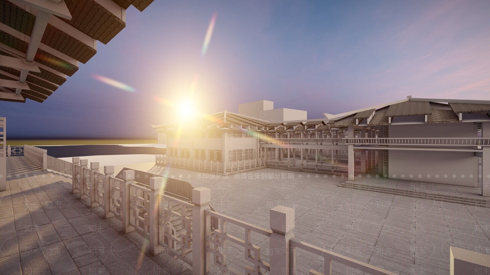 中式国学馆仿古建筑SU模型下载【ID:1157408565】