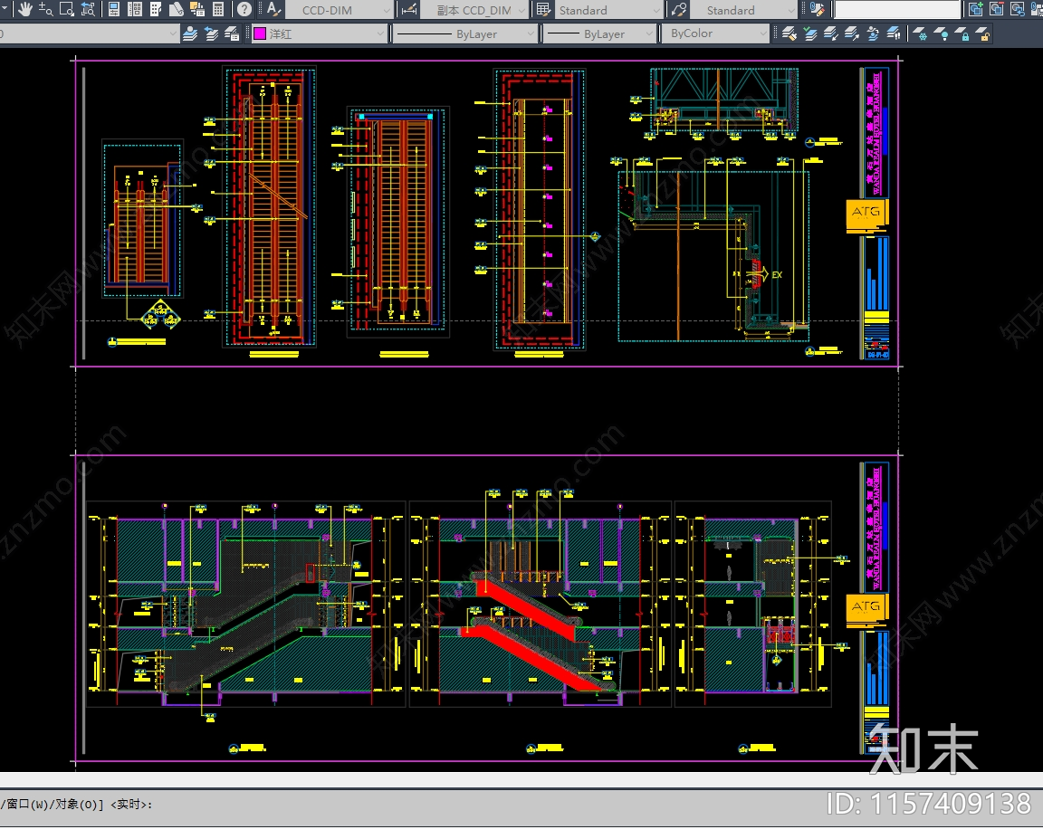 现代酒店自动扶梯平立面节点图施工图下载【ID:1157409138】