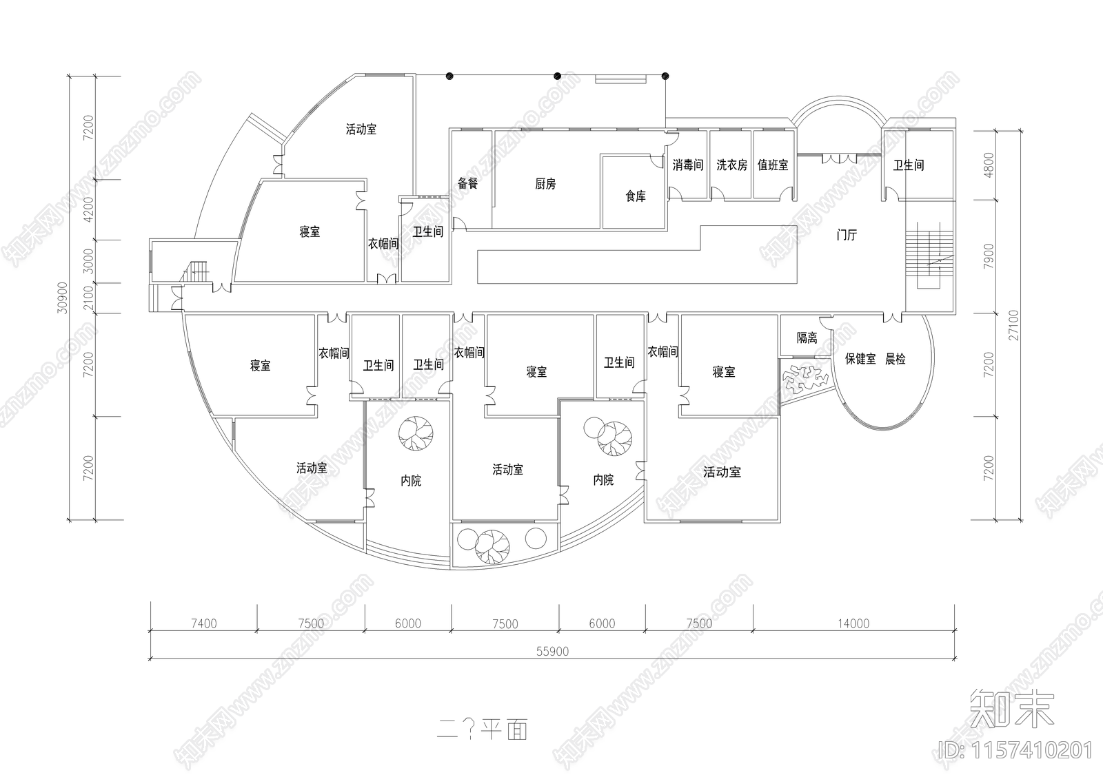 幼儿园建筑图cad施工图下载【ID:1157410201】