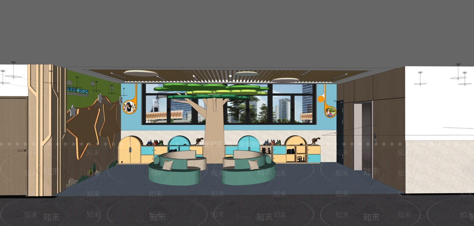 现代幼儿园大厅SU模型下载【ID:1157410747】