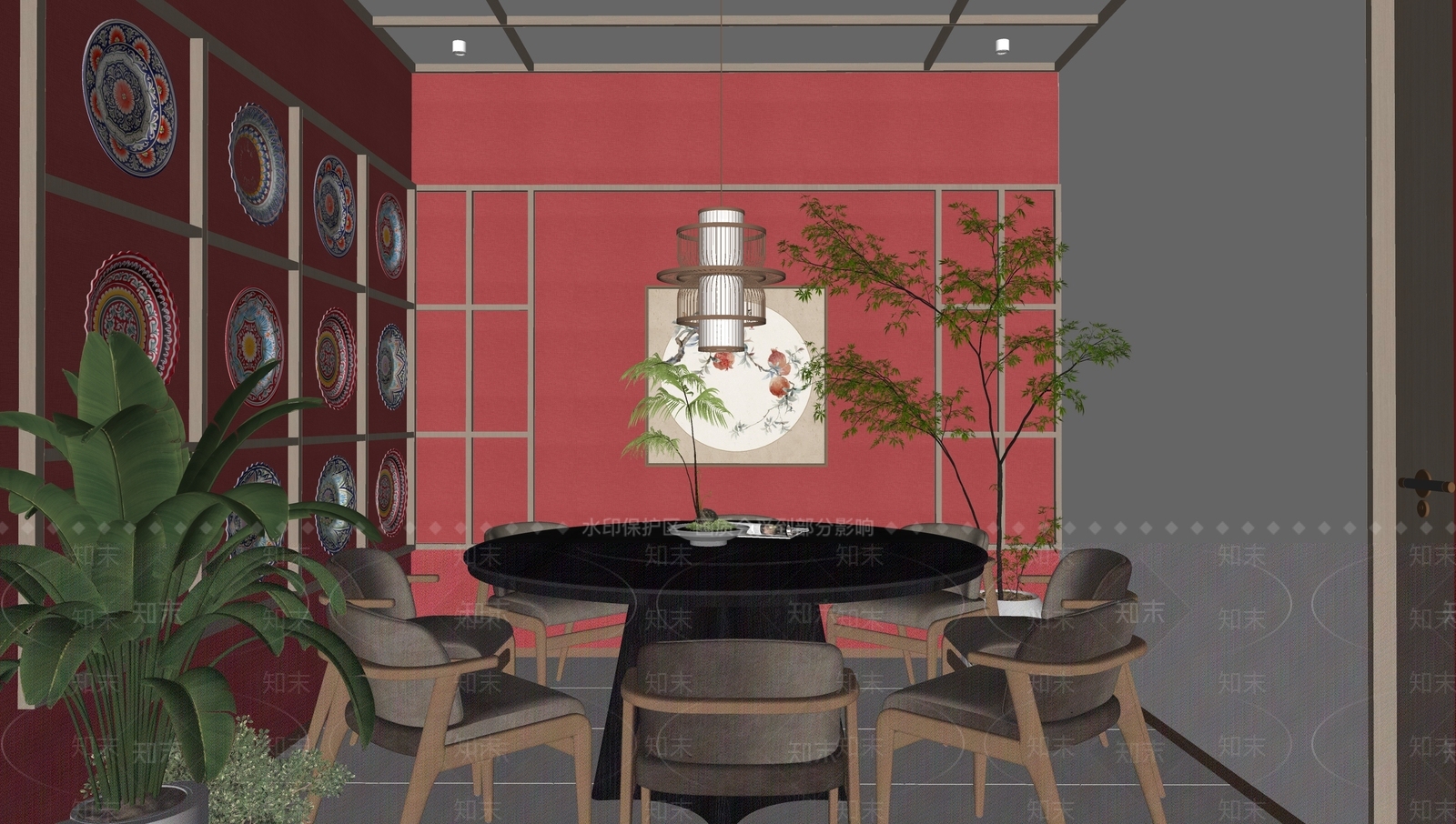 现代餐饮包厢SU模型下载【ID:1157413316】