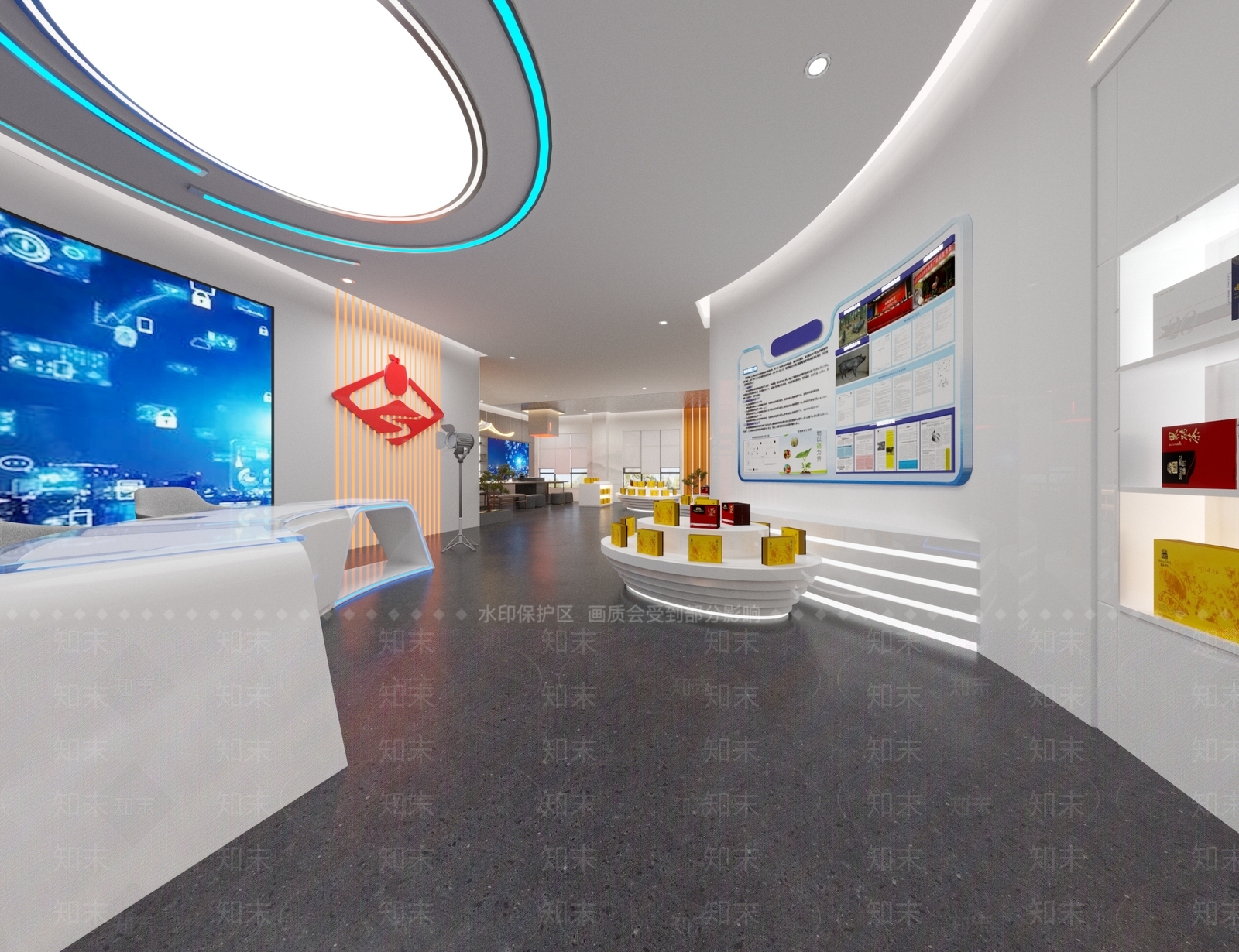 现代农业科技展厅茶空间3D模型下载【ID:1157413105】