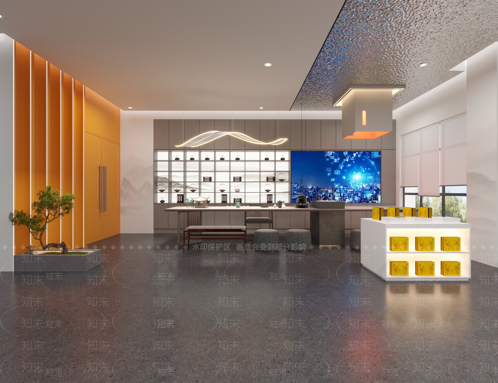 现代农业科技展厅茶空间3D模型下载【ID:1157413105】