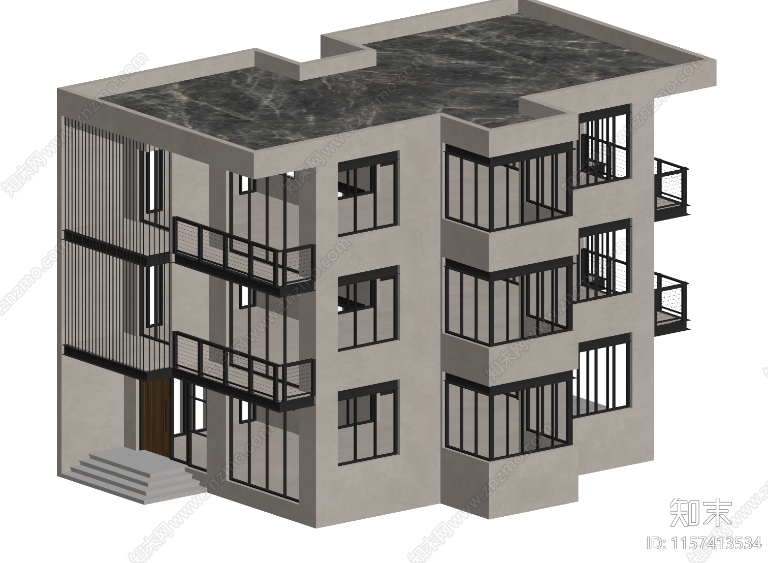 现代多层住宅外观su模型下载 id 1157413534