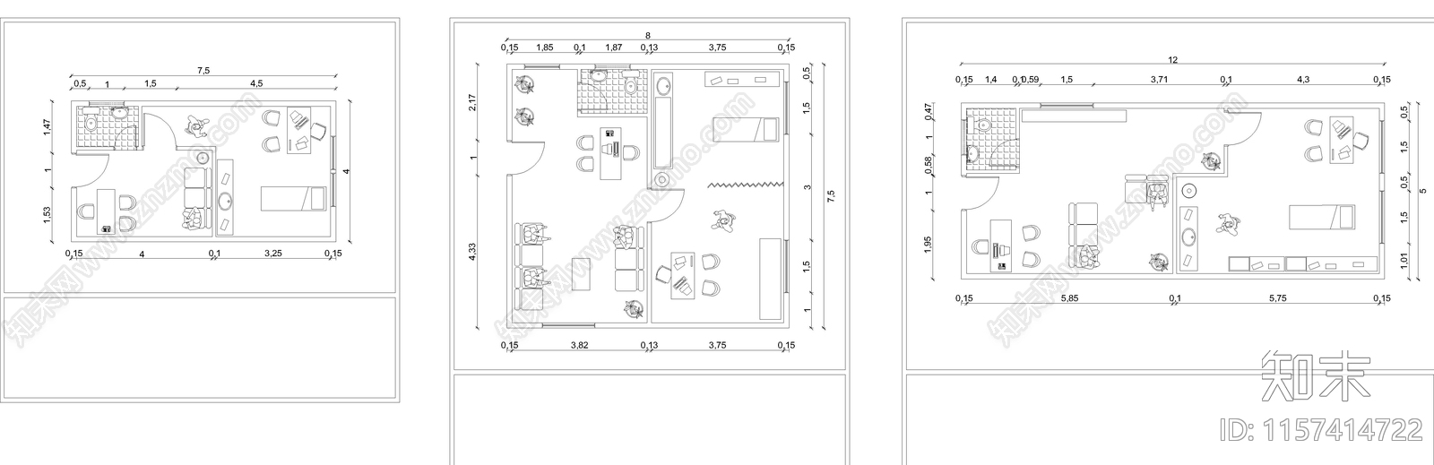 办公室桌椅家具平面布置图施工图下载【ID:1157414722】