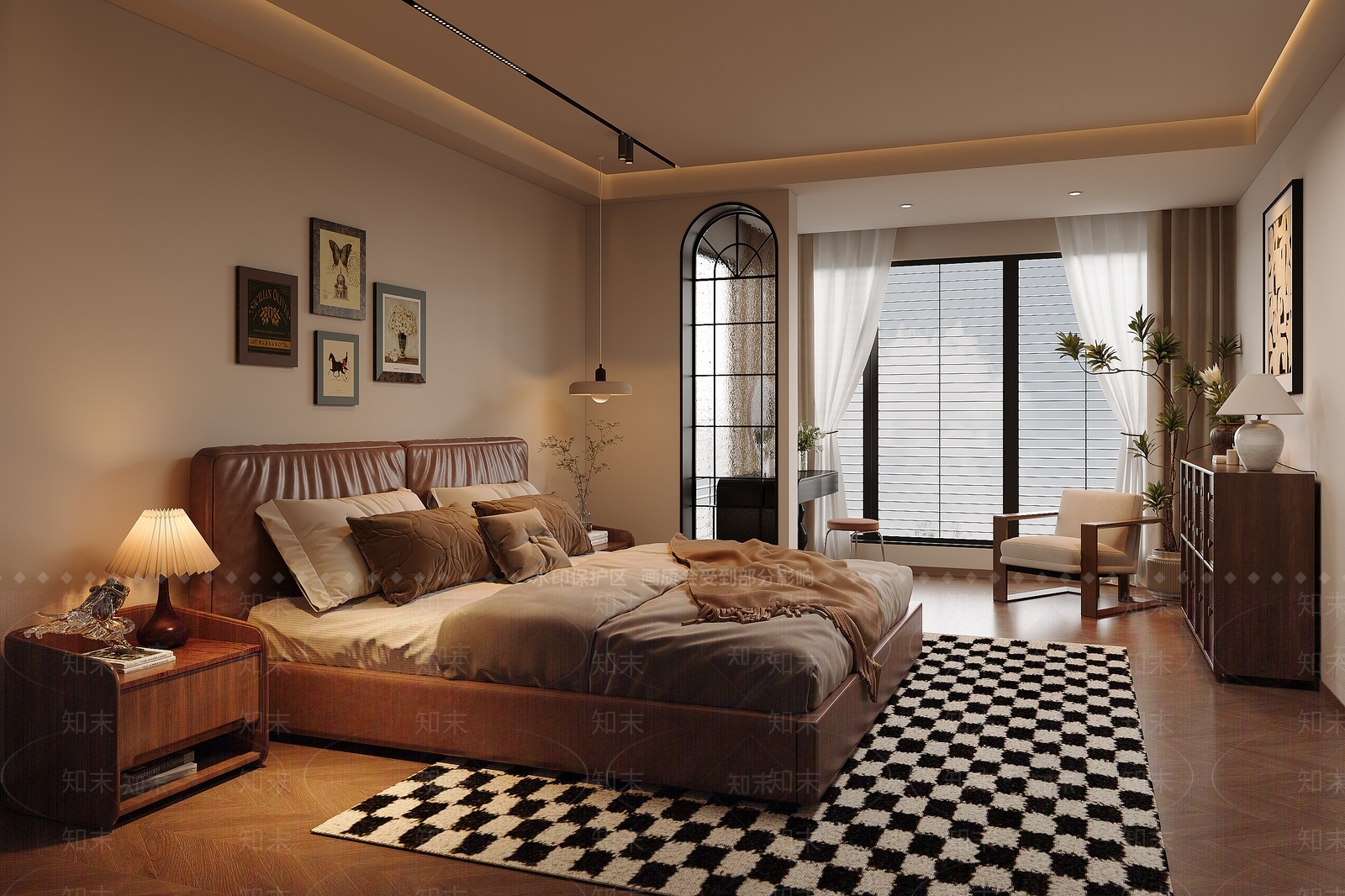 美式复古家居卧室3D模型下载【ID:1157415021】