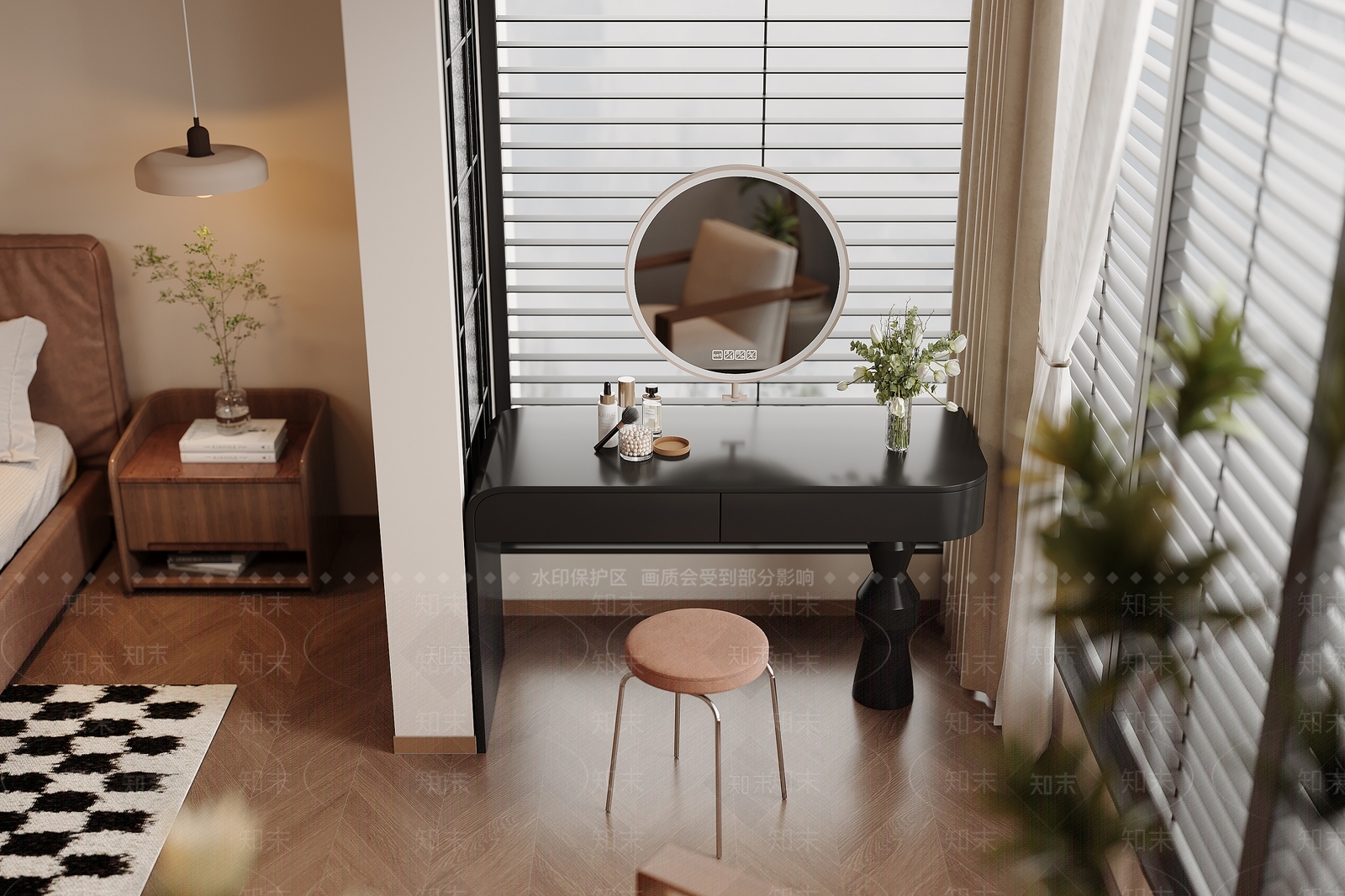 美式复古家居卧室3D模型下载【ID:1157415021】
