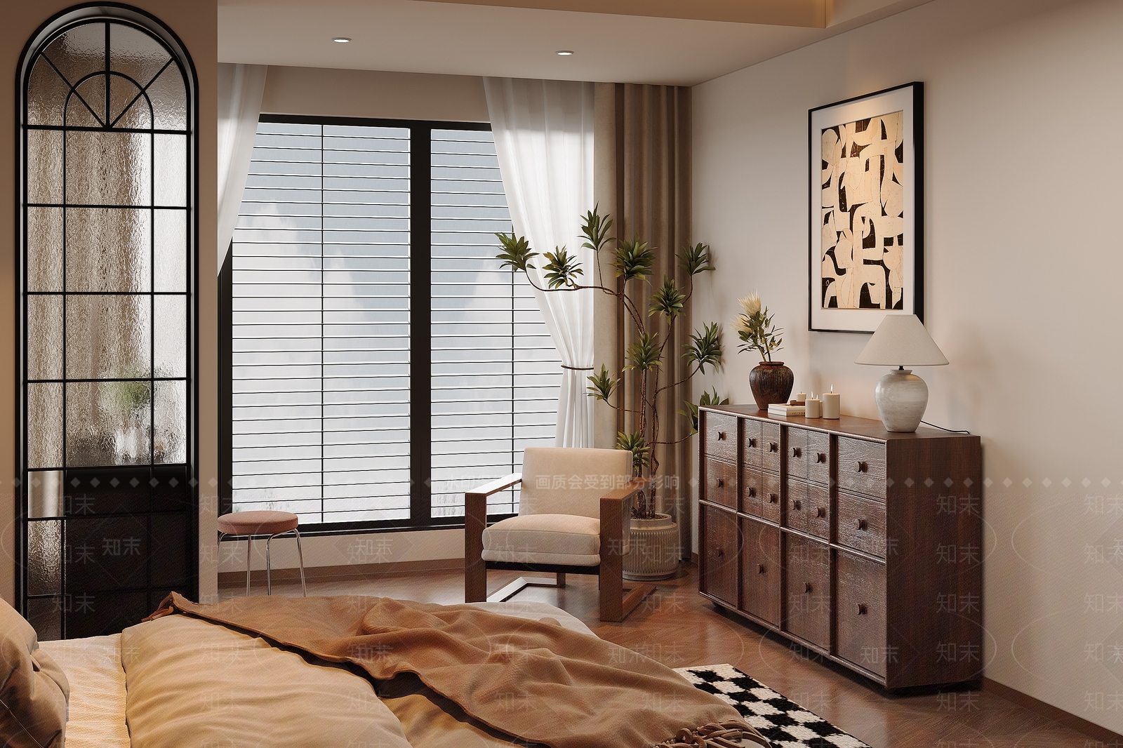 美式复古家居卧室3D模型下载【ID:1157415021】