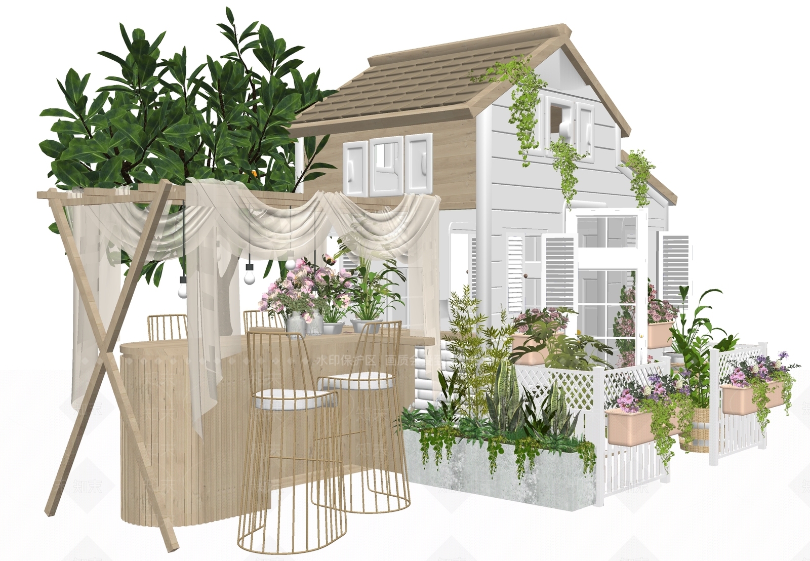 现代鲜花店SU模型下载【ID:1157415430】