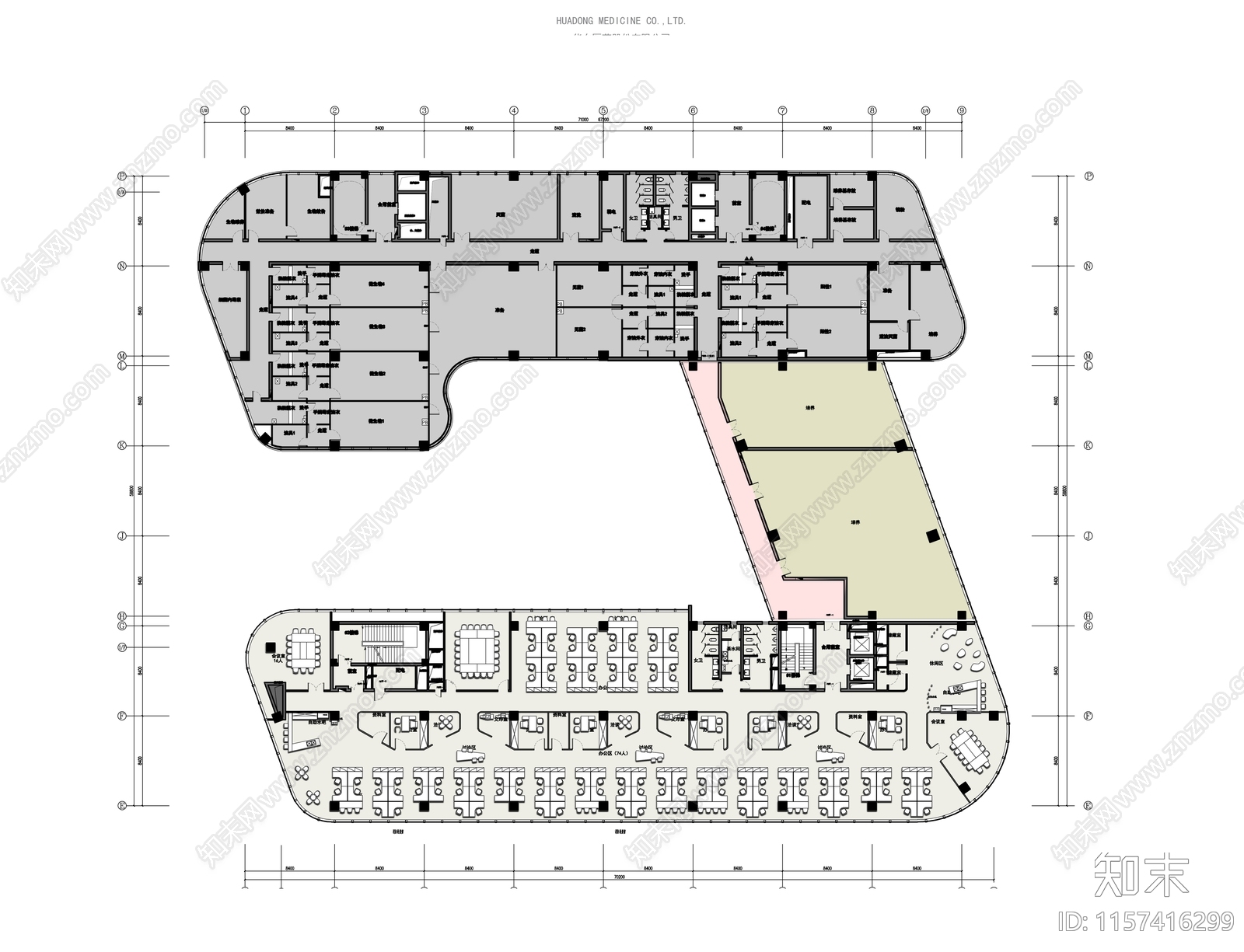 6000平办公楼平面方案施工图下载【ID:1157416299】