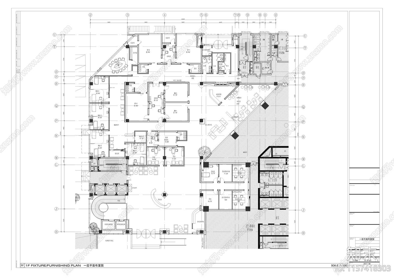 1500平大型影像中心医院平面cad施工图下载【ID:1157418303】