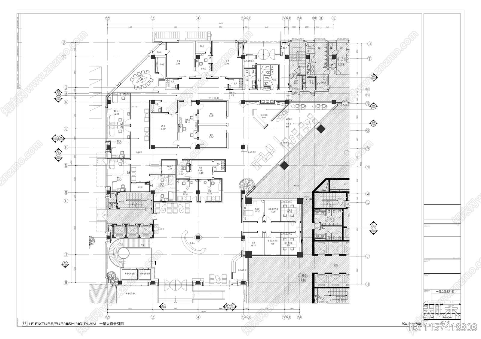 1500平大型影像中心医院平面cad施工图下载【ID:1157418303】