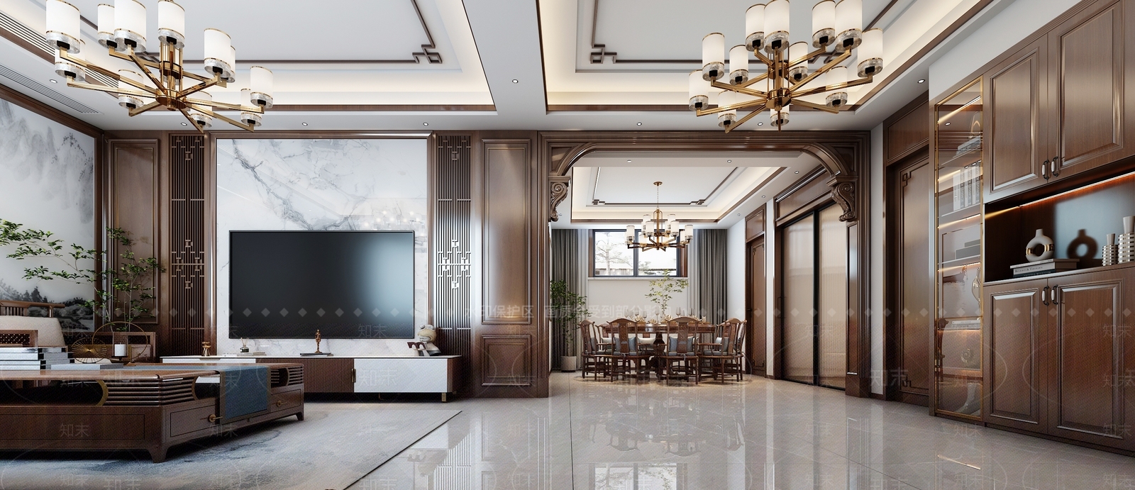 中式客餐厅3D模型下载【ID:1157422566】