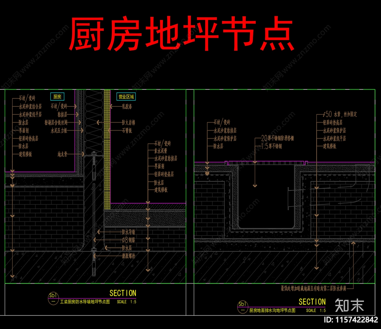 厨房地面排水沟节点施工图下载【ID:1157422842】