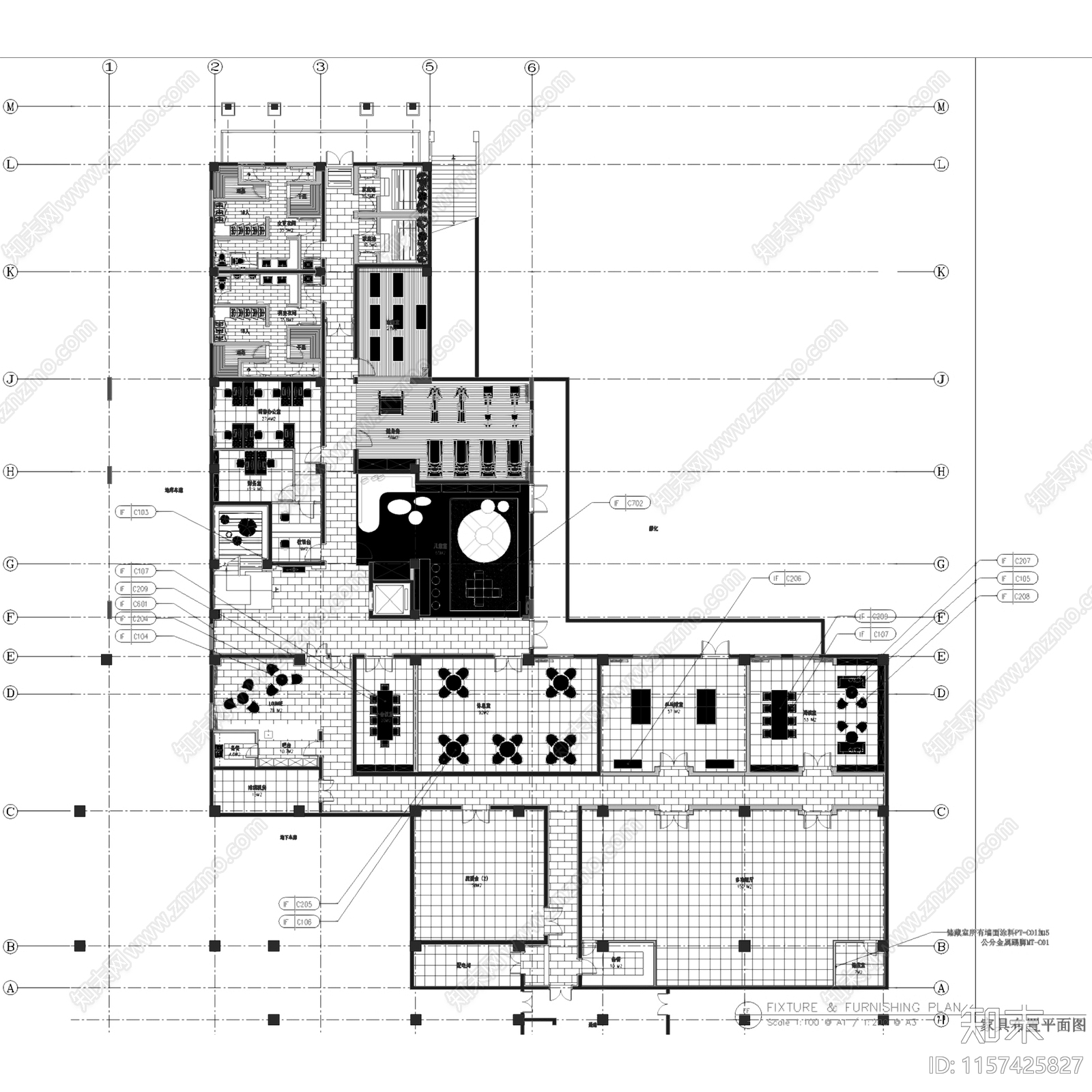 现代上海宝山罗店新镇居住区会所室内工装cad施工图下载【ID:1157425827】