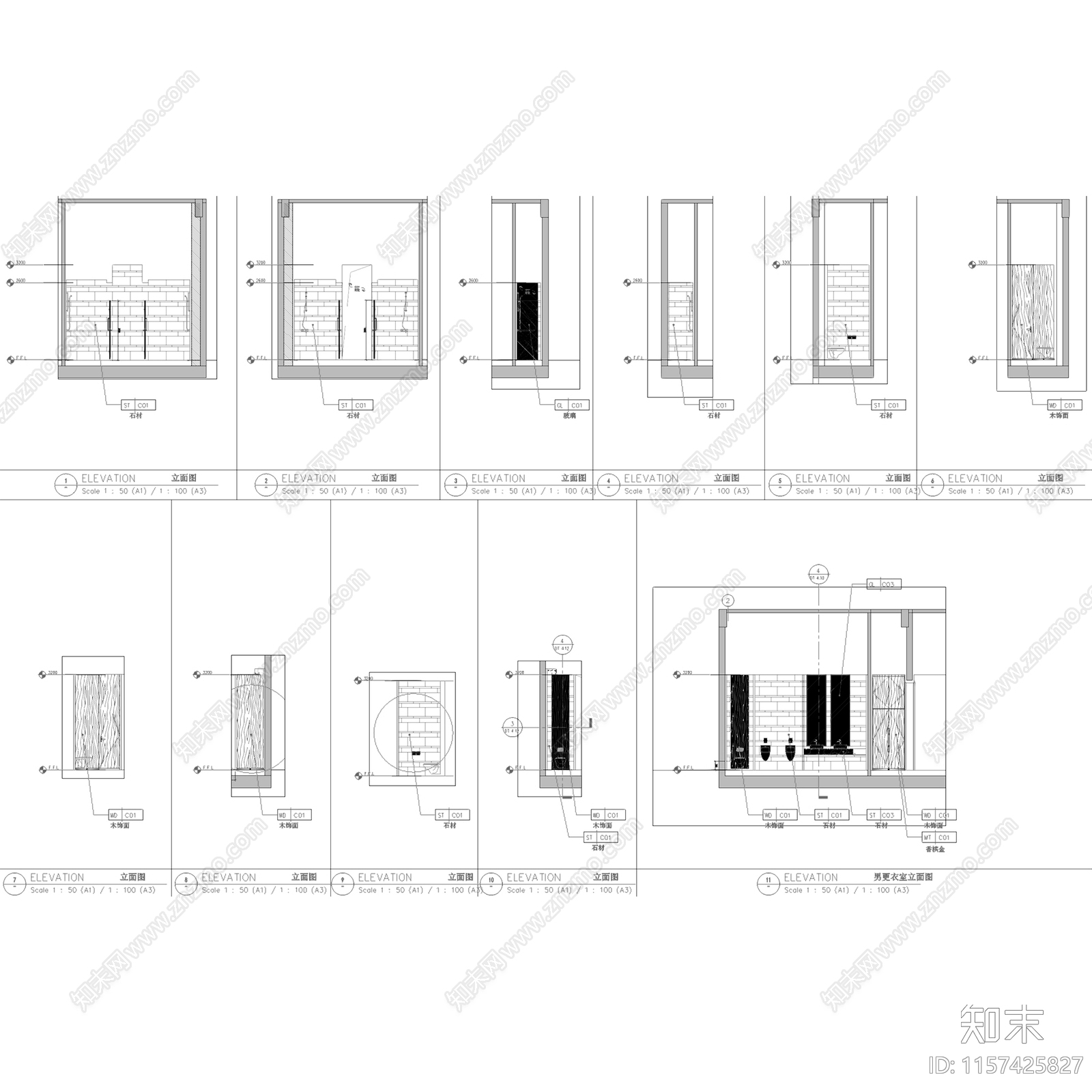 现代上海宝山罗店新镇居住区会所室内工装cad施工图下载【ID:1157425827】