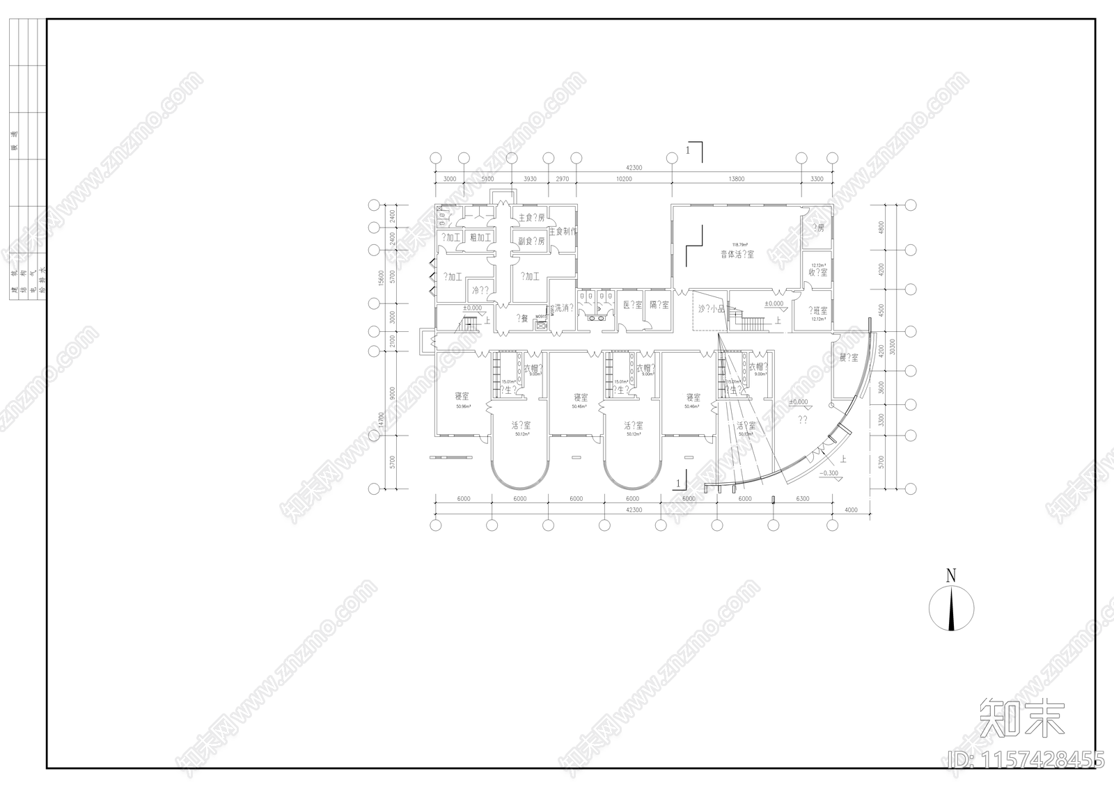 幼儿园六cad施工图下载【ID:1157428455】