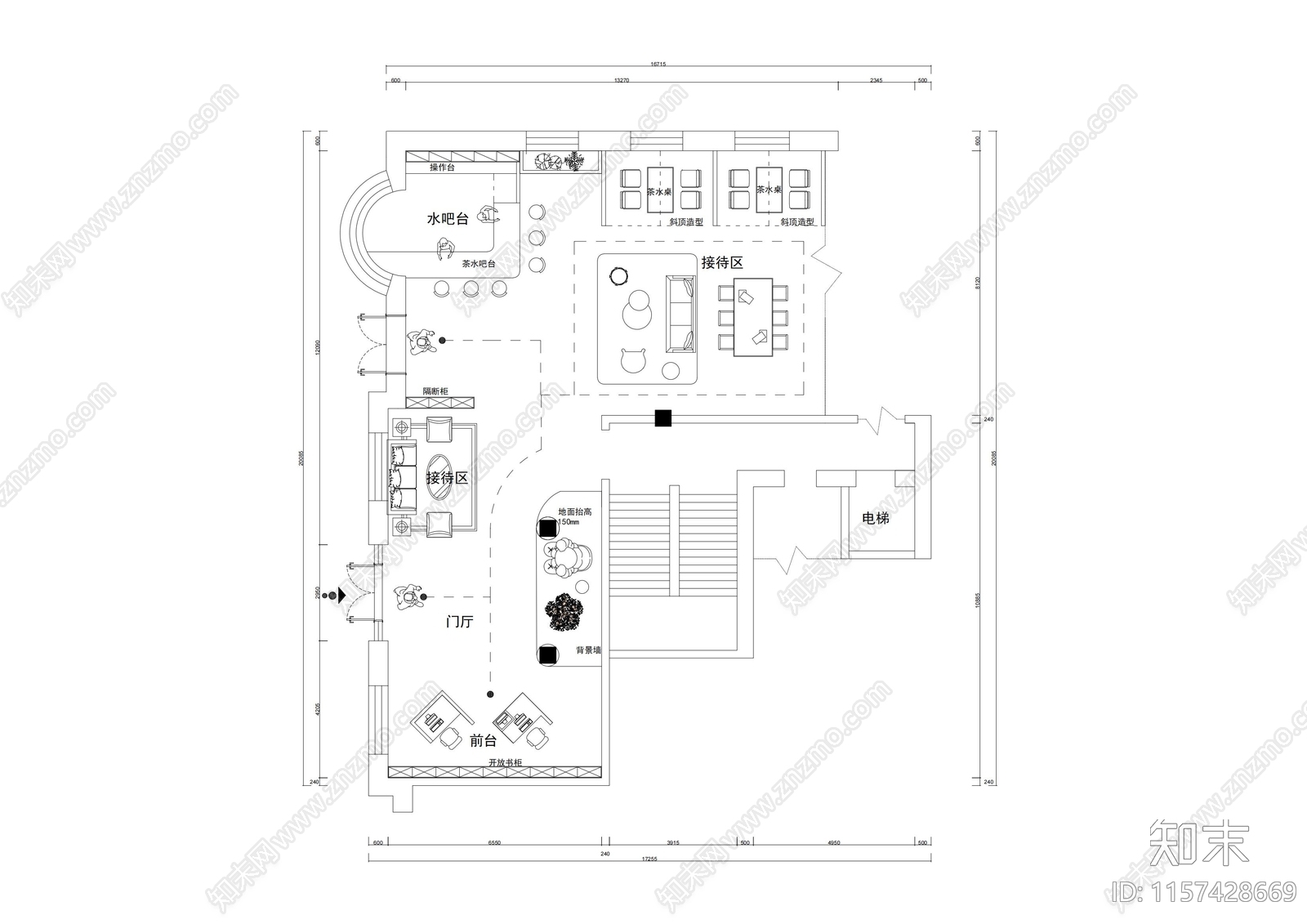 150平酒店平面布局规划设计施工图下载【ID:1157428669】