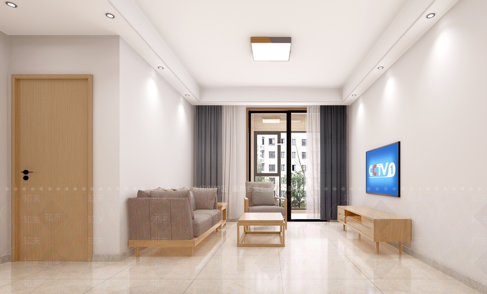 现代公寓精装房客餐厅阳台3D模型下载【ID:1157428826】