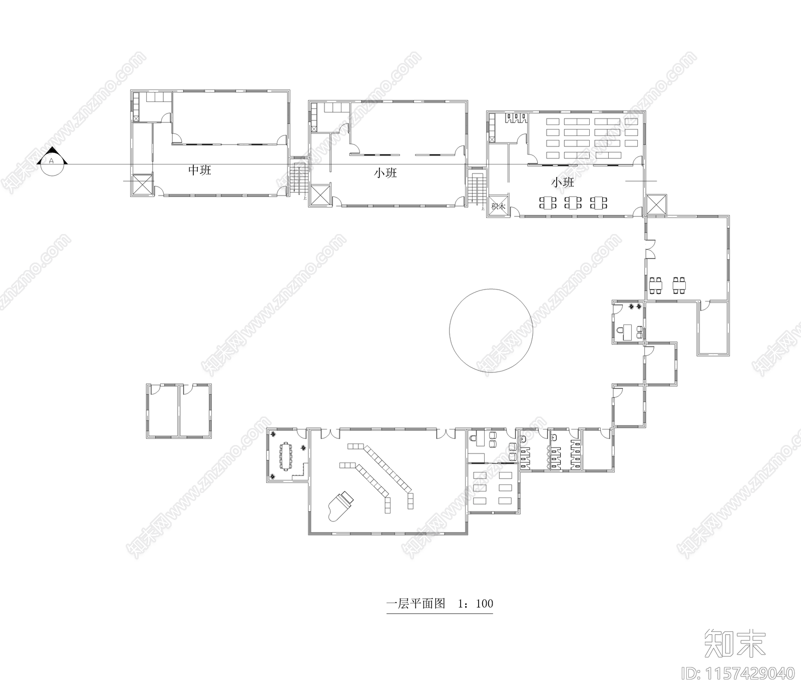 幼儿园建筑设计cad施工图下载【ID:1157429040】