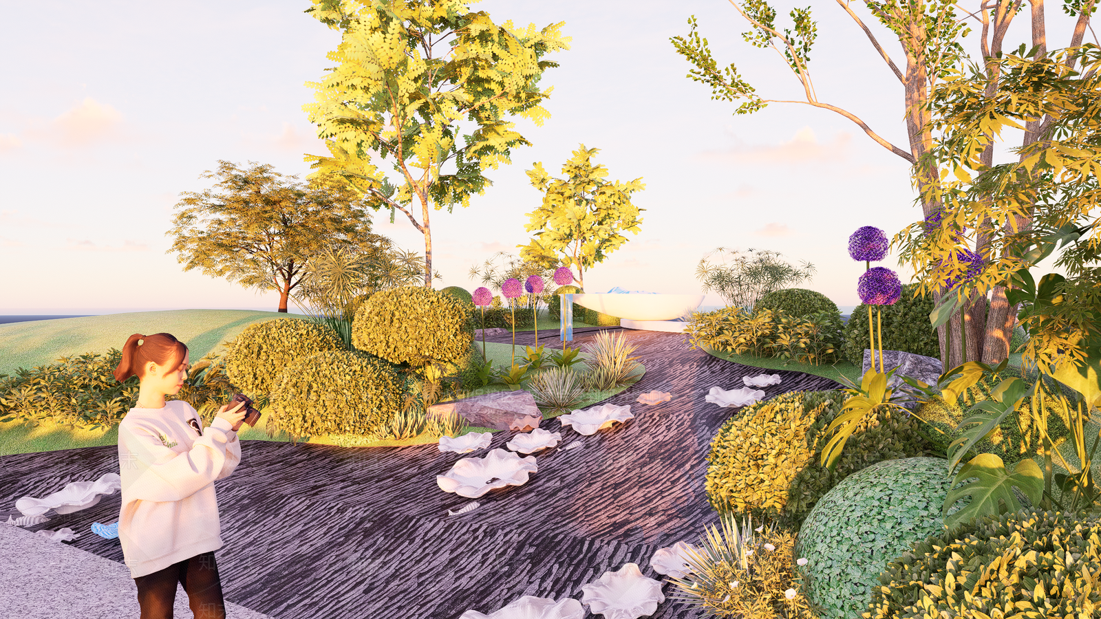 现代水景景观小品SU模型下载【ID:1157429214】