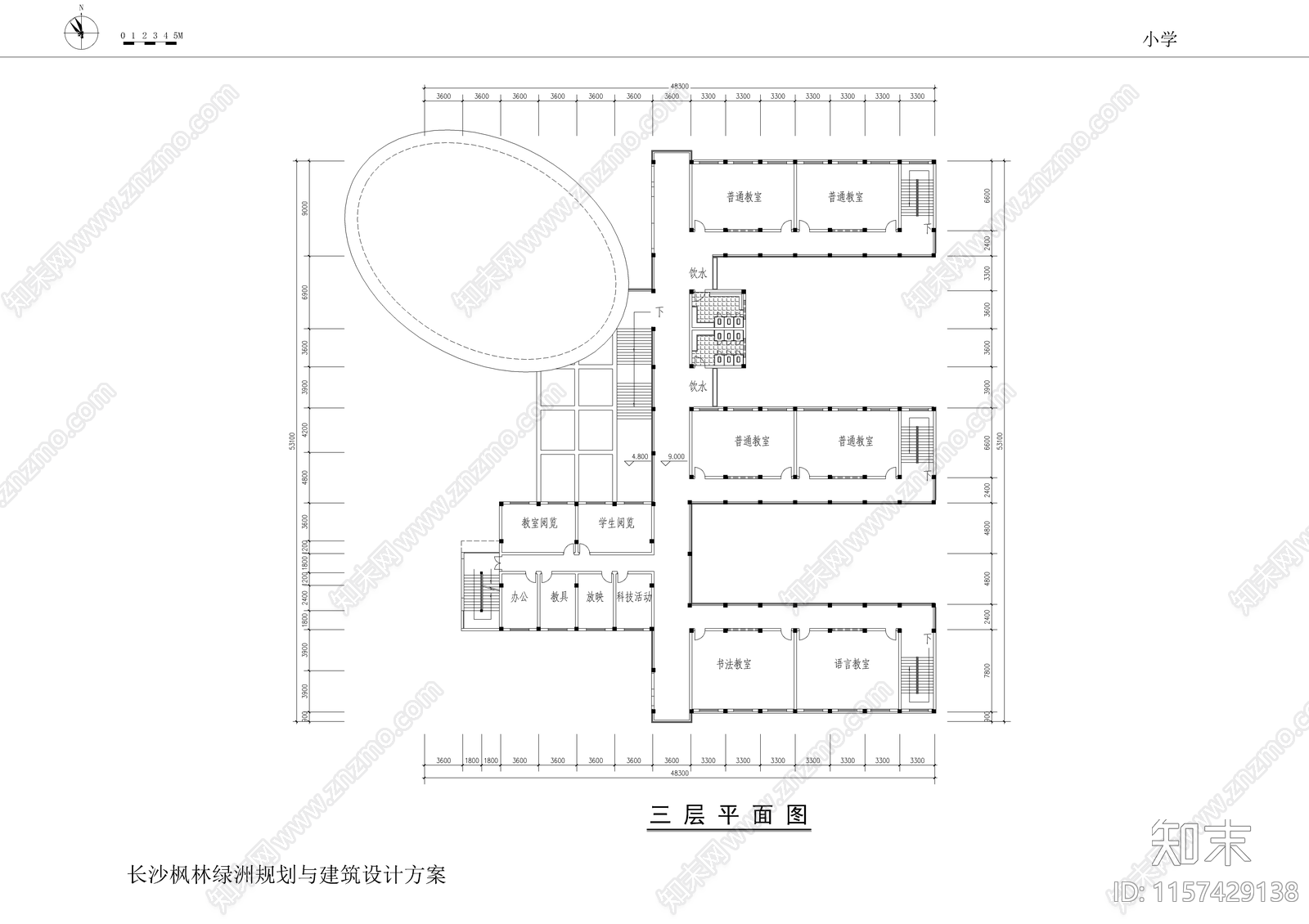 长沙某小学cad施工图下载【ID:1157429138】