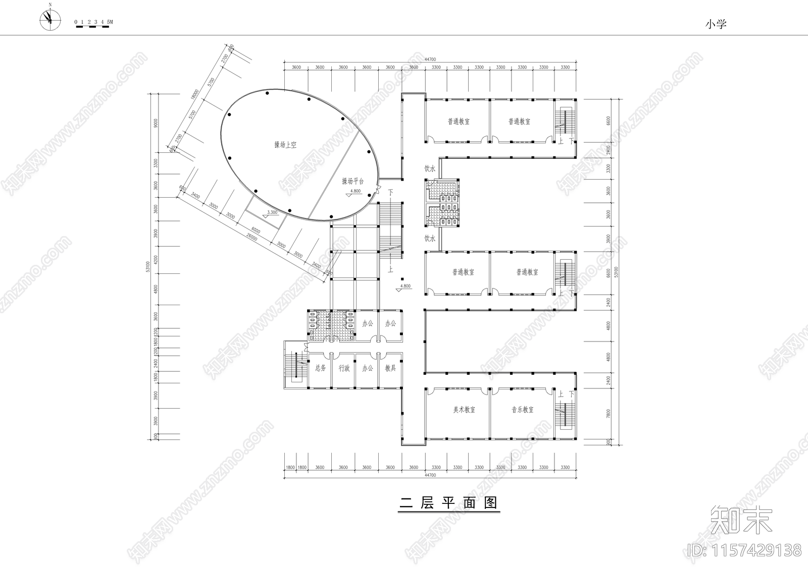 长沙某小学cad施工图下载【ID:1157429138】