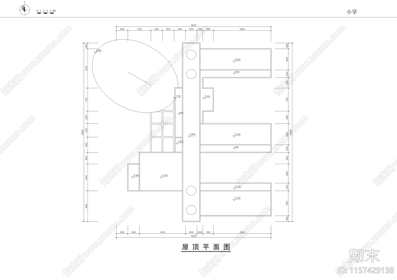 长沙某小学cad施工图下载【ID:1157429138】