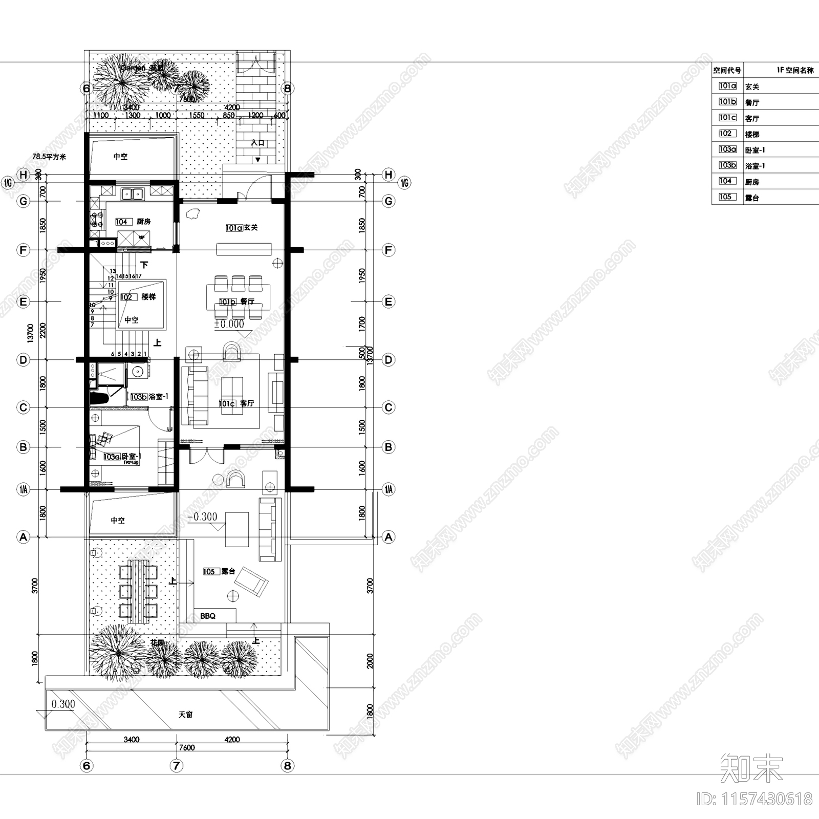 简欧现代上海永耀宝山复式样板房室内家装cad施工图下载【ID:1157430618】