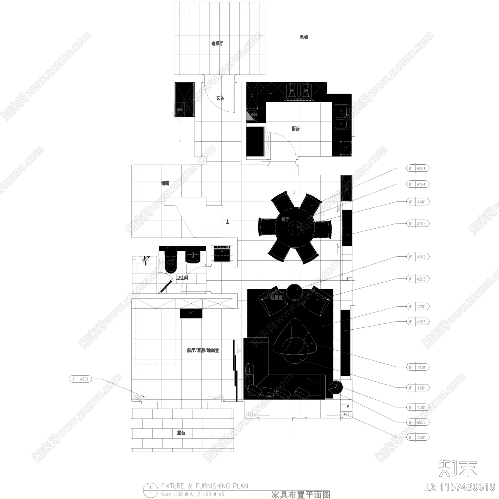 简欧现代上海永耀宝山复式样板房室内家装cad施工图下载【ID:1157430618】