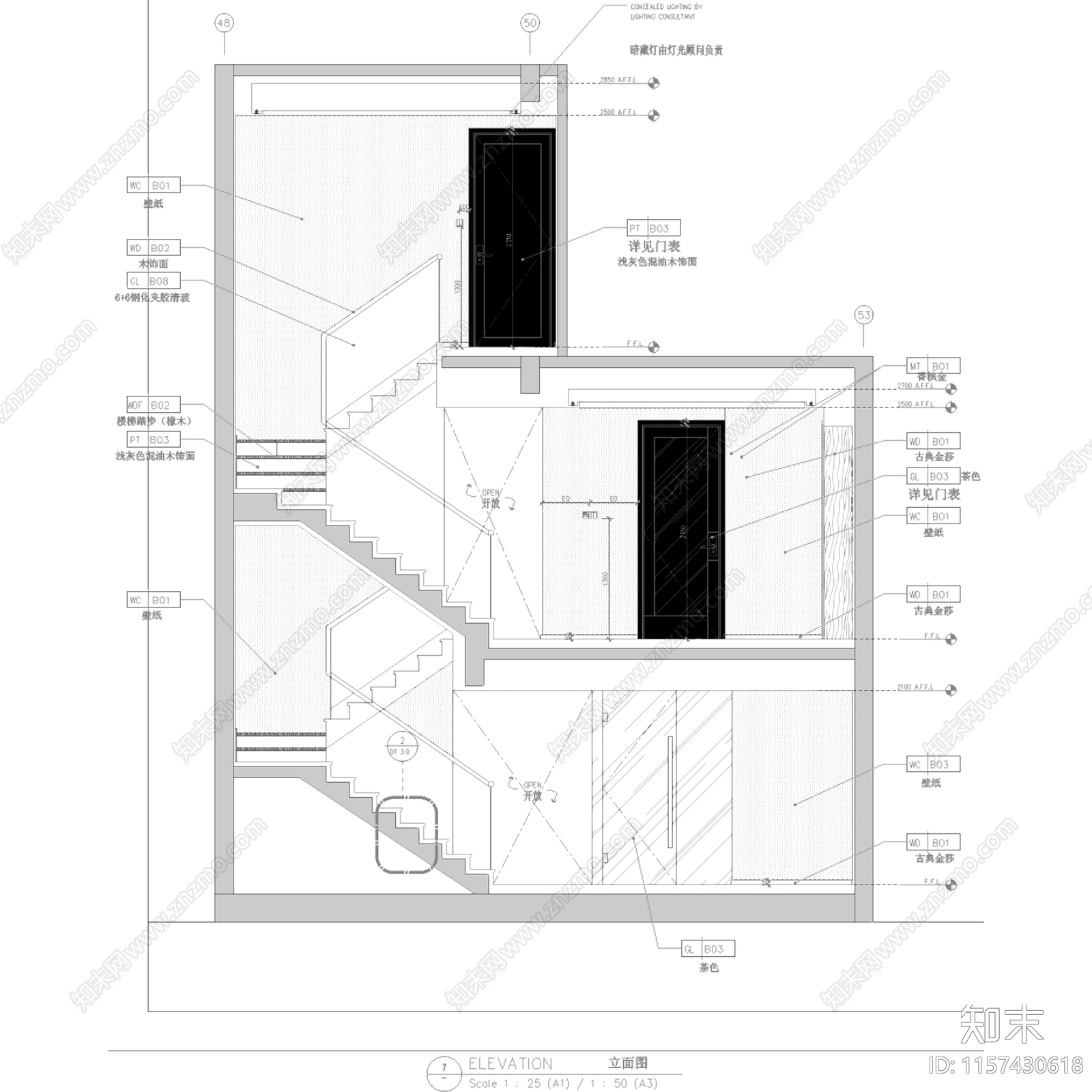 简欧现代上海永耀宝山复式样板房室内家装cad施工图下载【ID:1157430618】