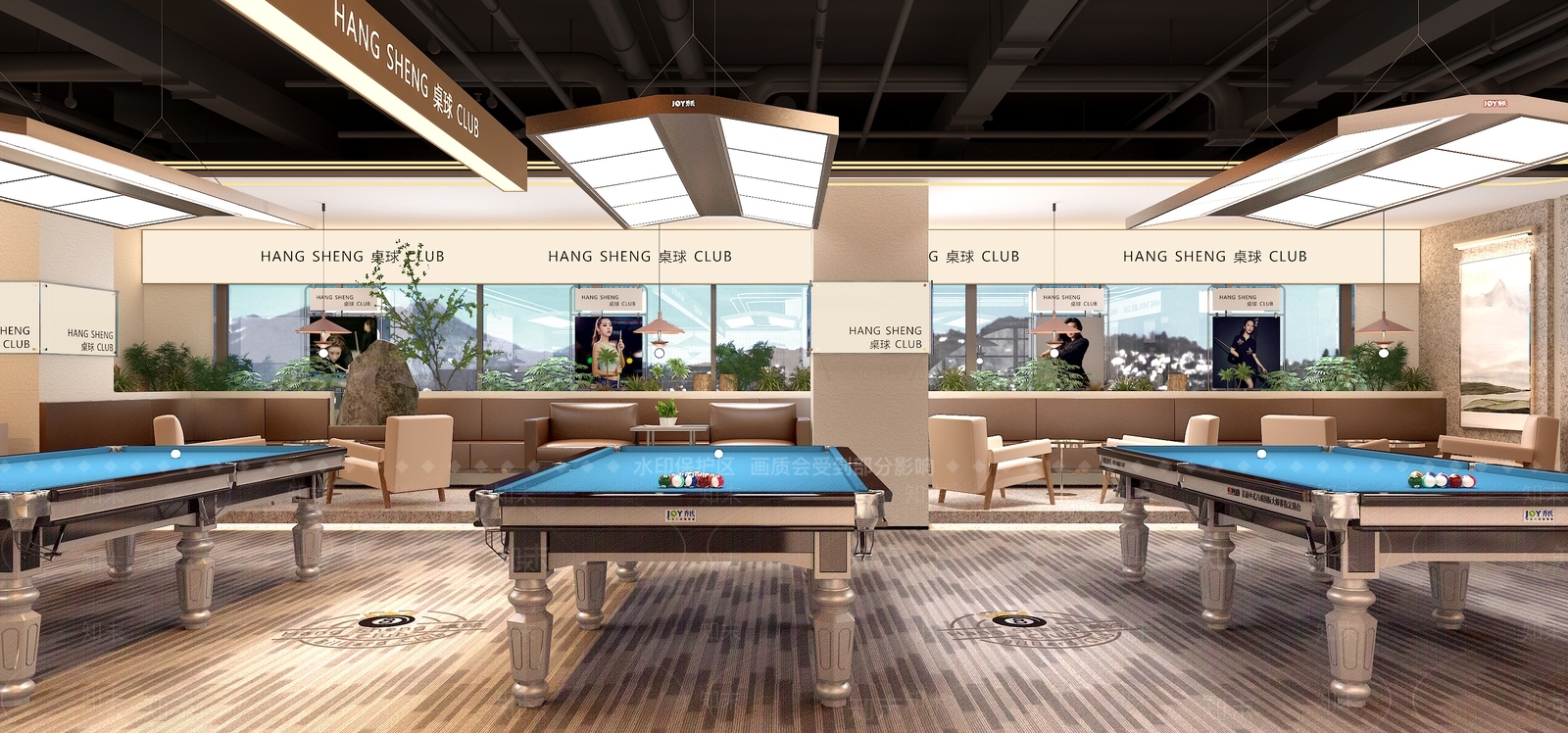 现代台球室包间3D模型下载【ID:1157430476】
