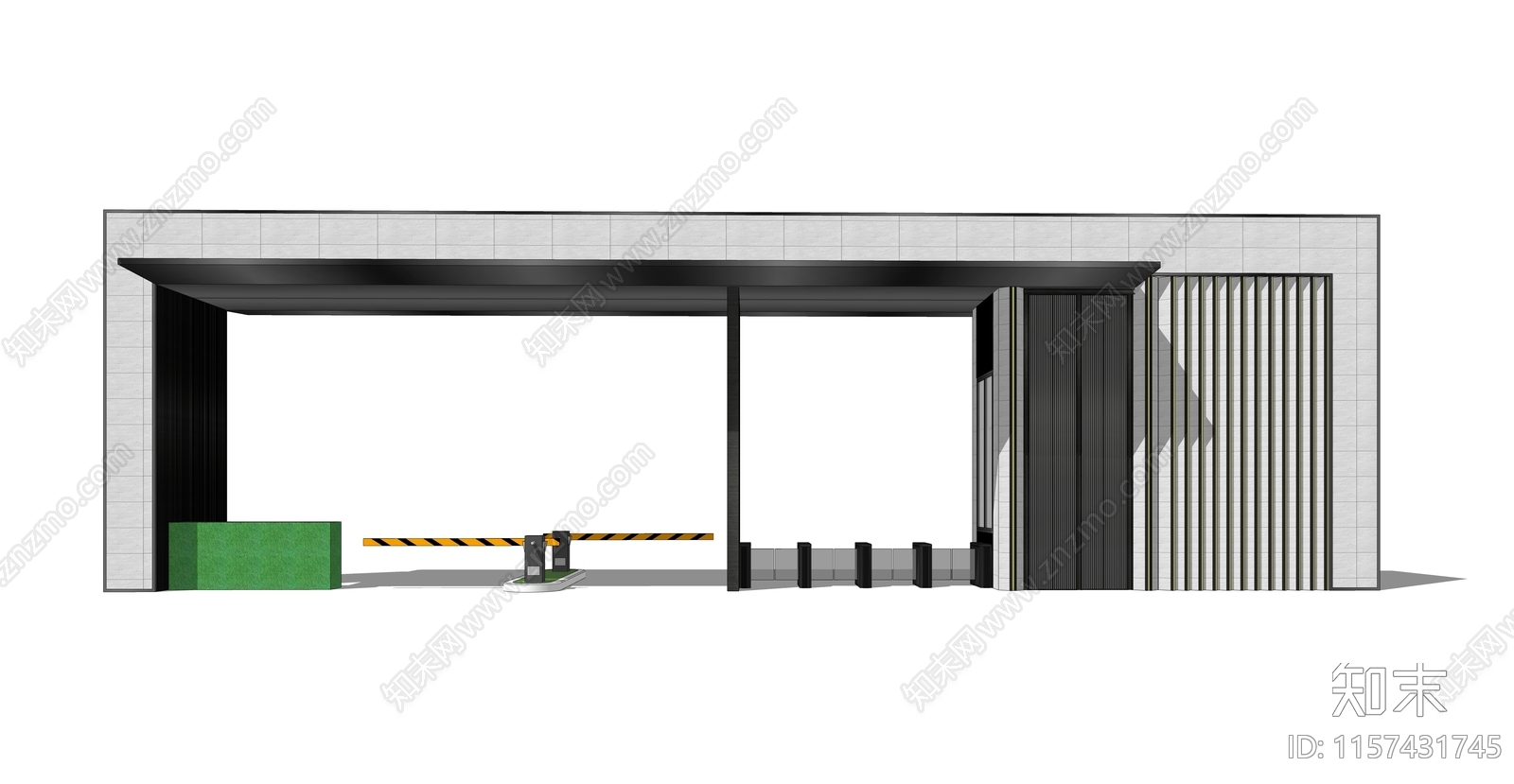 现代小区入口大门SU模型下载【ID:1157431745】
