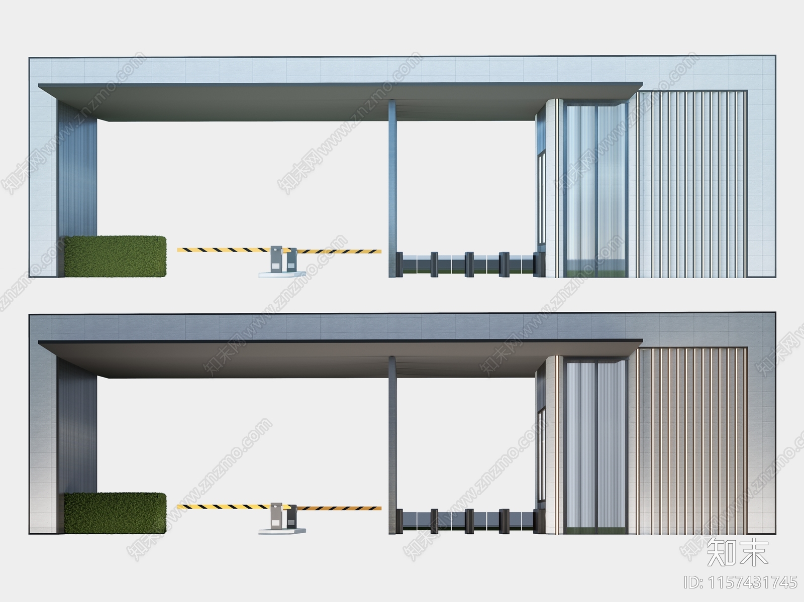 现代小区入口大门SU模型下载【ID:1157431745】