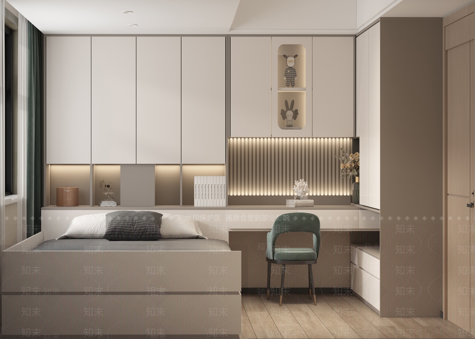 现代极简卧室榻榻米3D模型下载【ID:1157432482】