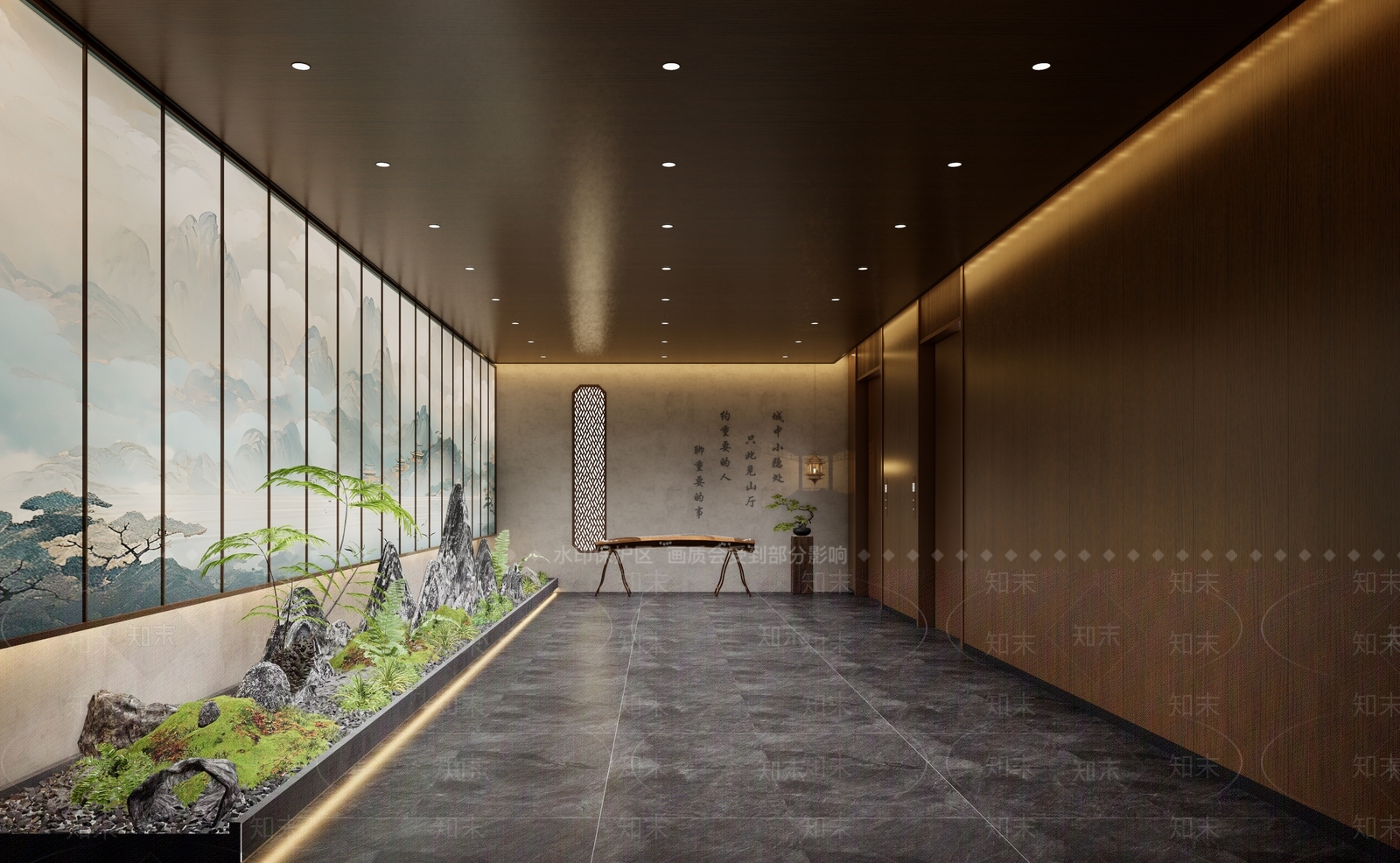 新中式电梯厅SU模型下载【ID:1157438726】