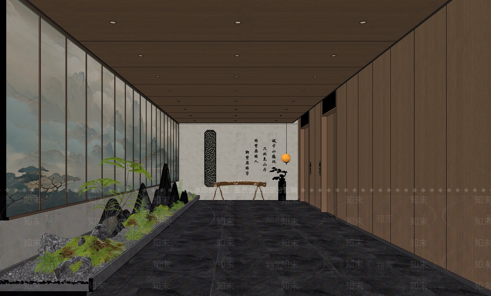 新中式电梯厅SU模型下载【ID:1157438726】