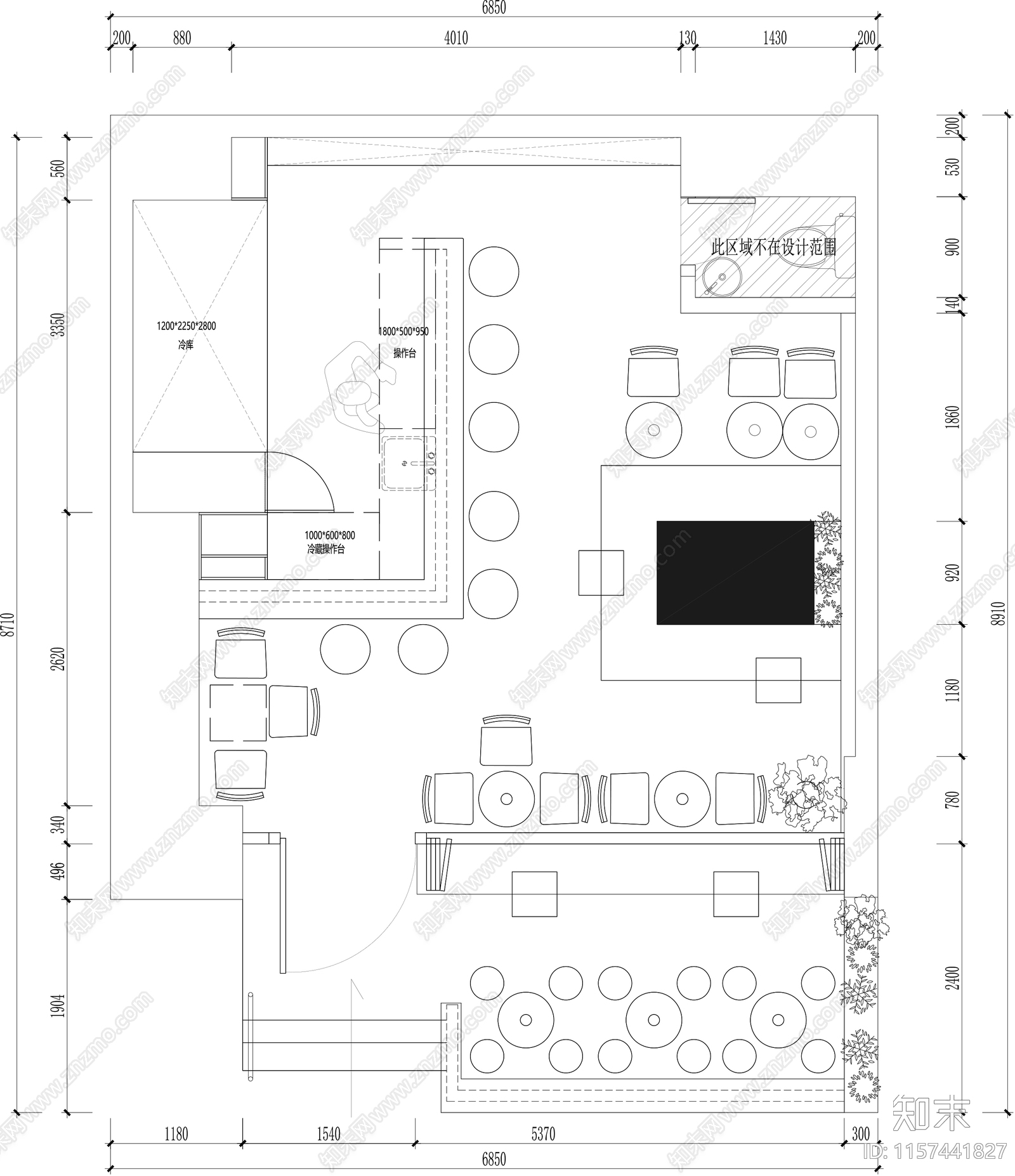 精粮啤酒酒吧小清吧露台酒吧平面施工图下载【ID:1157441827】